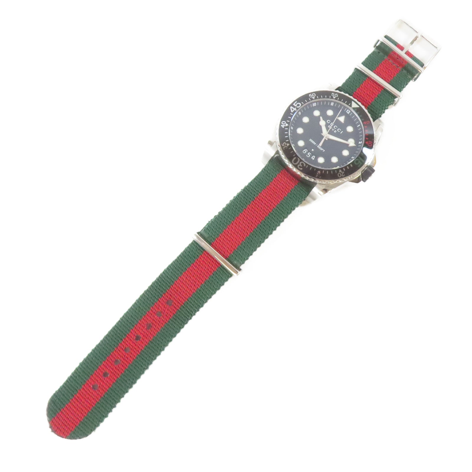 GUCCI Dive 45mm不鏽鋼/帆布帶手錶石英機芯黑色