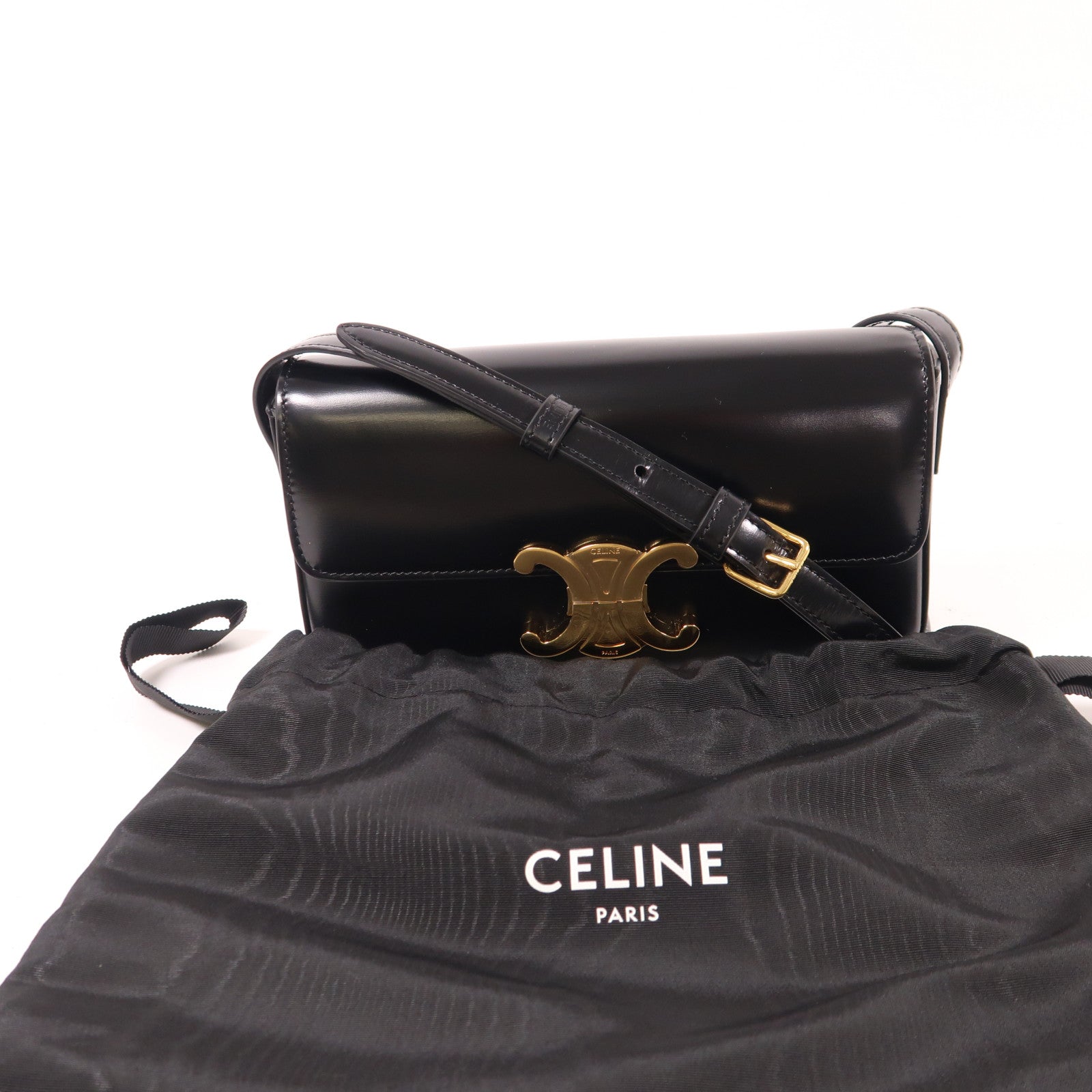 CELINE 【激減優惠】牛皮皮革Claude Shiny金扣肩背袋