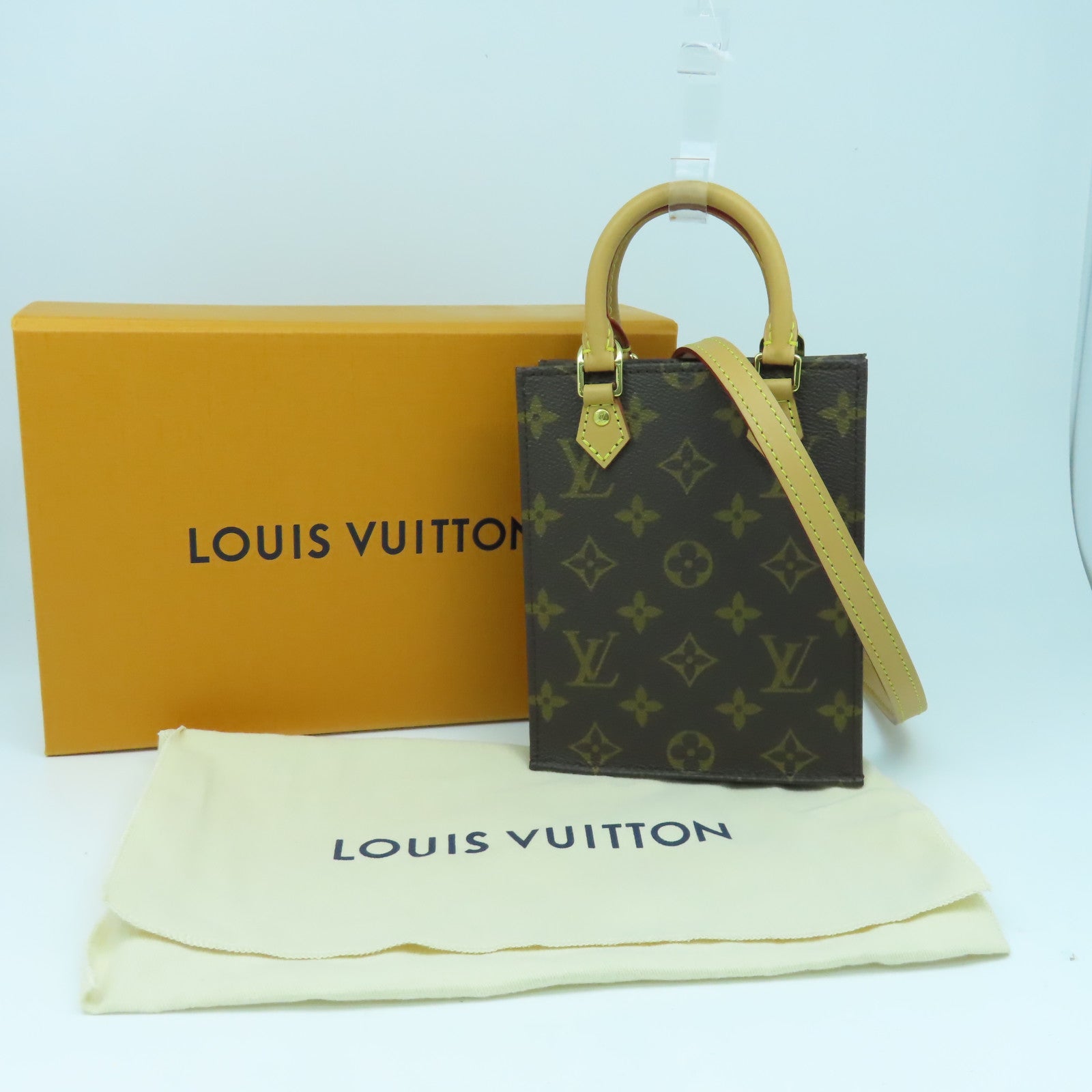 LOUIS VUITTON 【激減優惠】Monogram Petit Sac Plat金扣手挽肩背兩用袋啡色