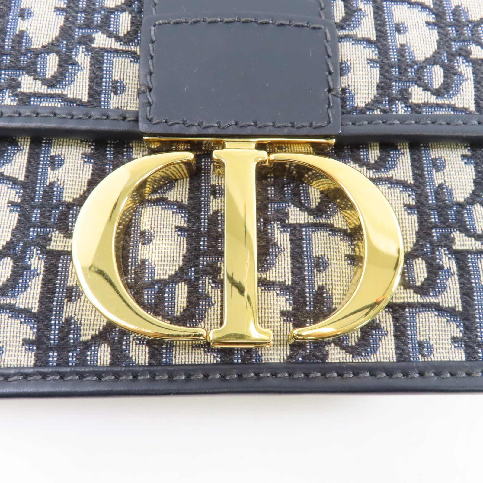 Dior 帆布/皮革Montaigne 30金扣肩背袋藍色