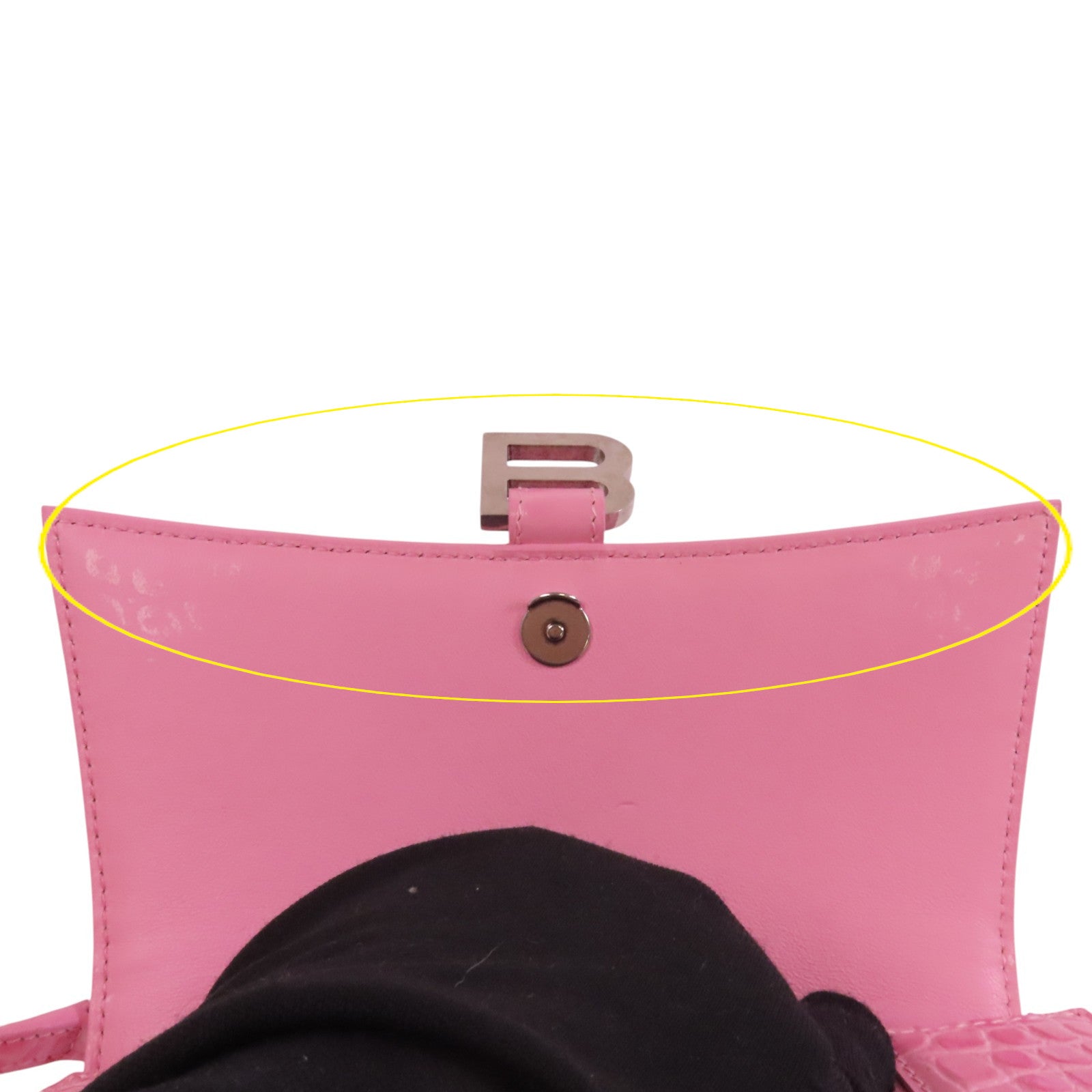 BALENCIAGA 牛皮皮革Hourglass Small銀扣手挽肩背袋