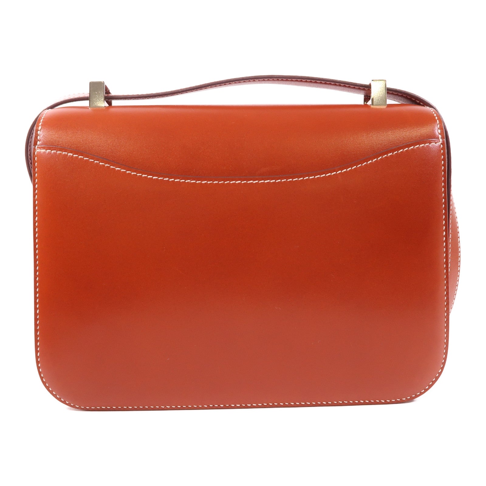 HERMES 【激減優惠】Box Calf皮革Constance 24銀扣肩背袋Brique