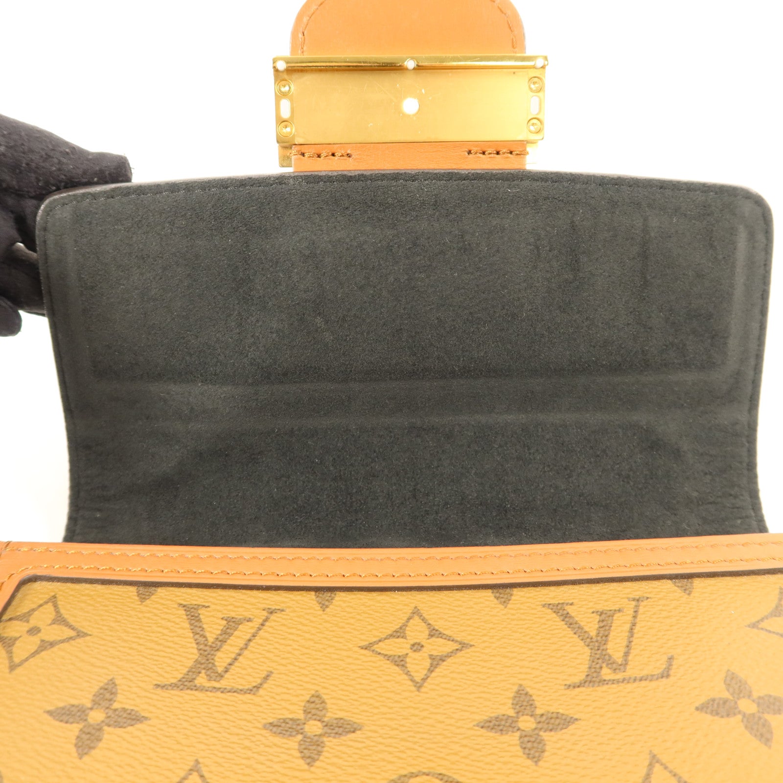 LOUIS VUITTON Monogram Reverse Mini Dauphine金扣肩背袋