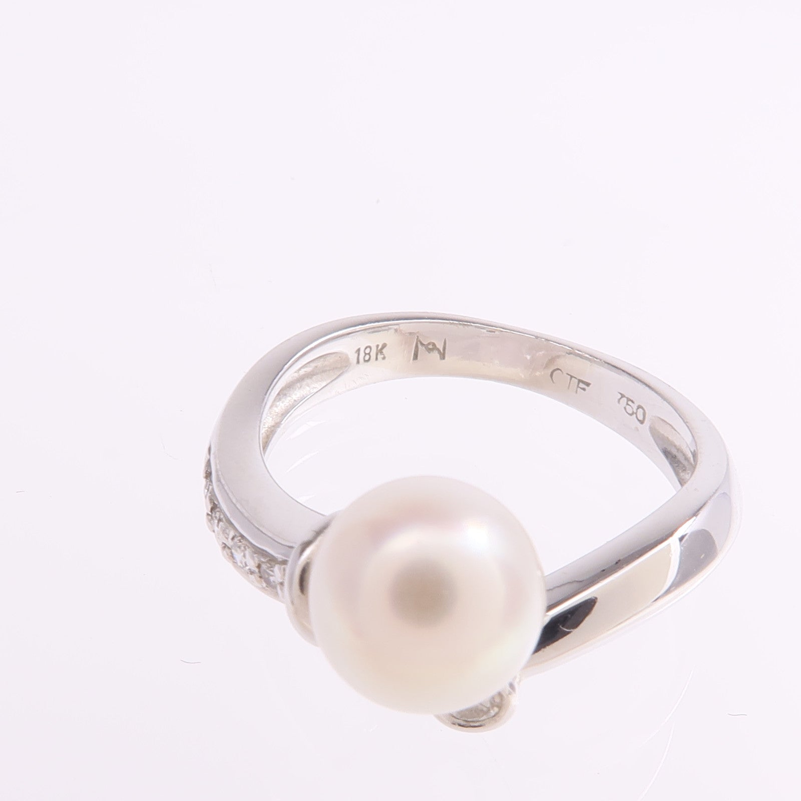 JEWELRY 18K白金Pearl Diamond Ring珍珠/鑽石戒指US#5