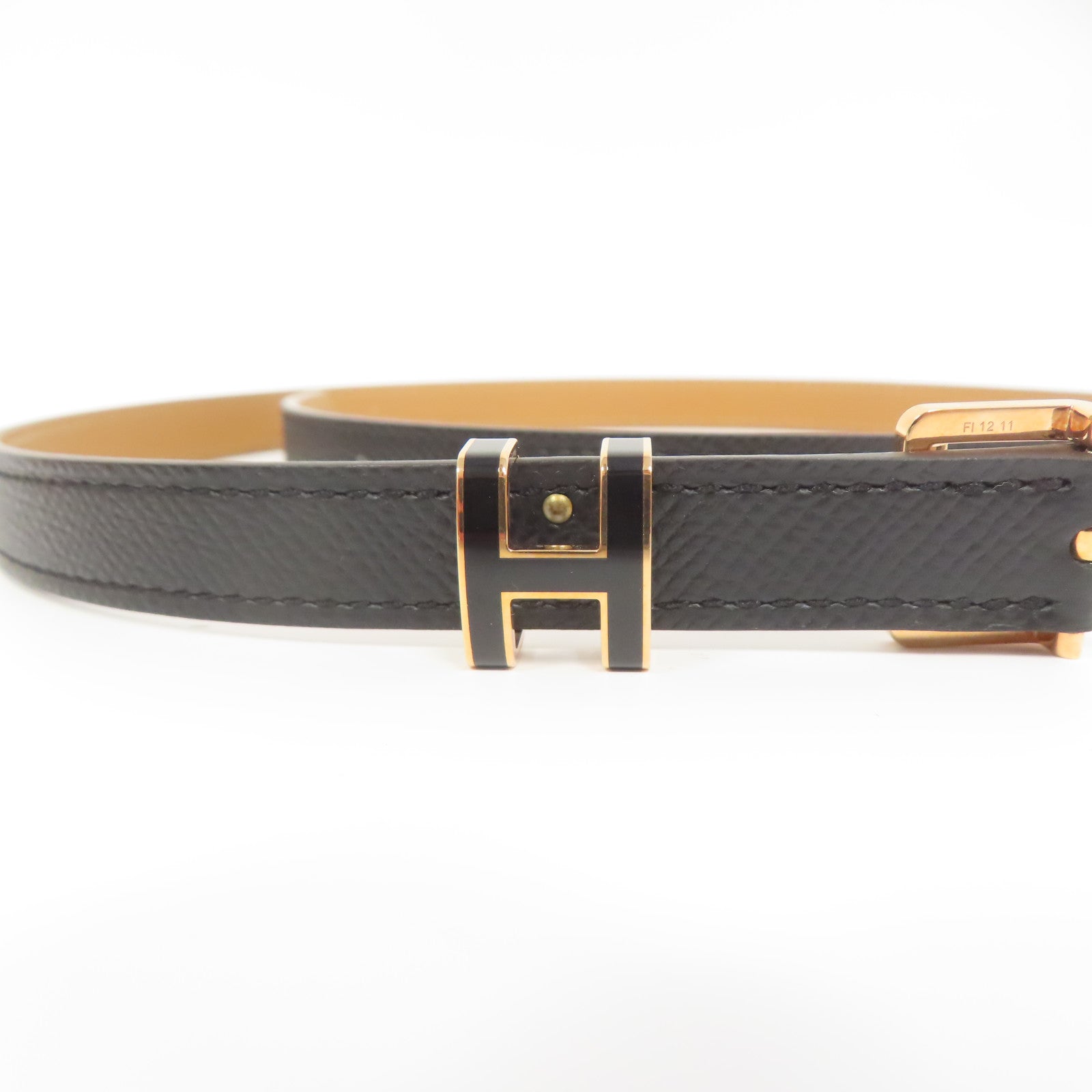 HERMES 【激減優惠】Epsom皮革Pop H Belt金扣皮帶黑色