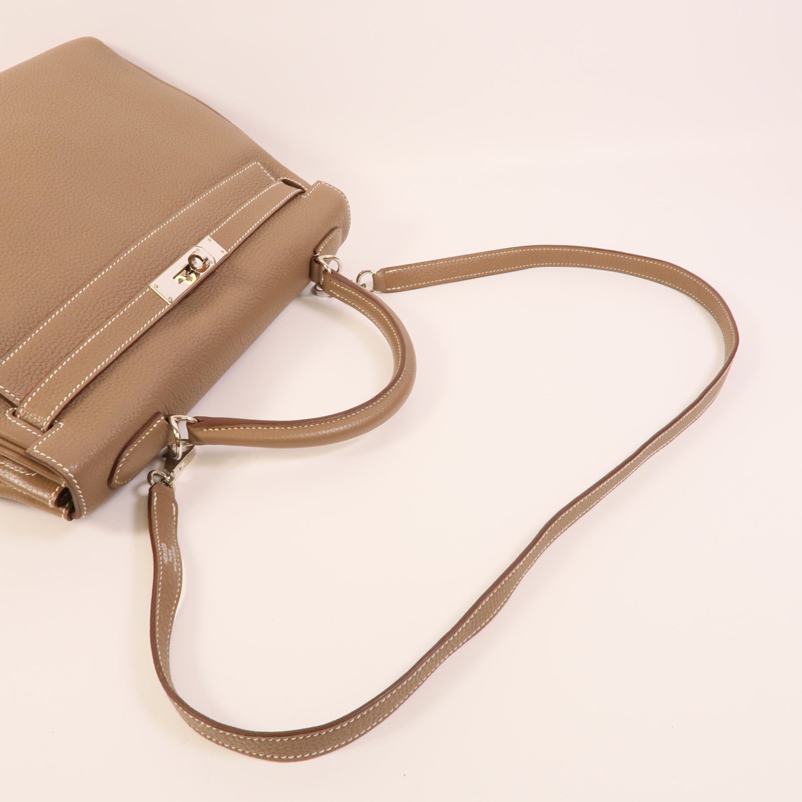 HERMES Togo皮革Kelly 32手挽肩背兩用袋Etoupe