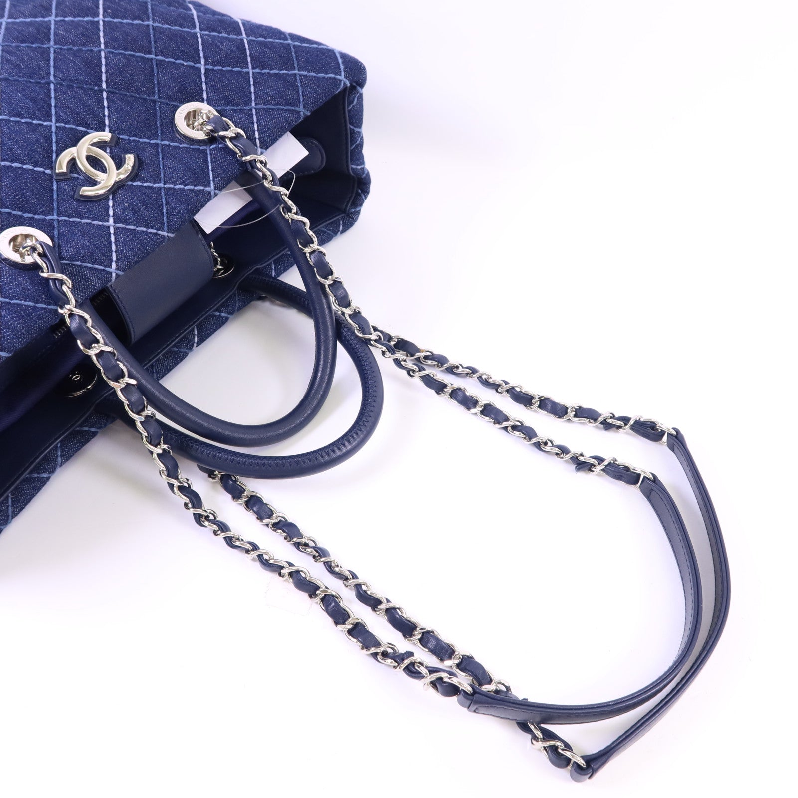 CHANEL 牛仔布2 Way Shoulder Bag銀扣手挽肩背兩用袋