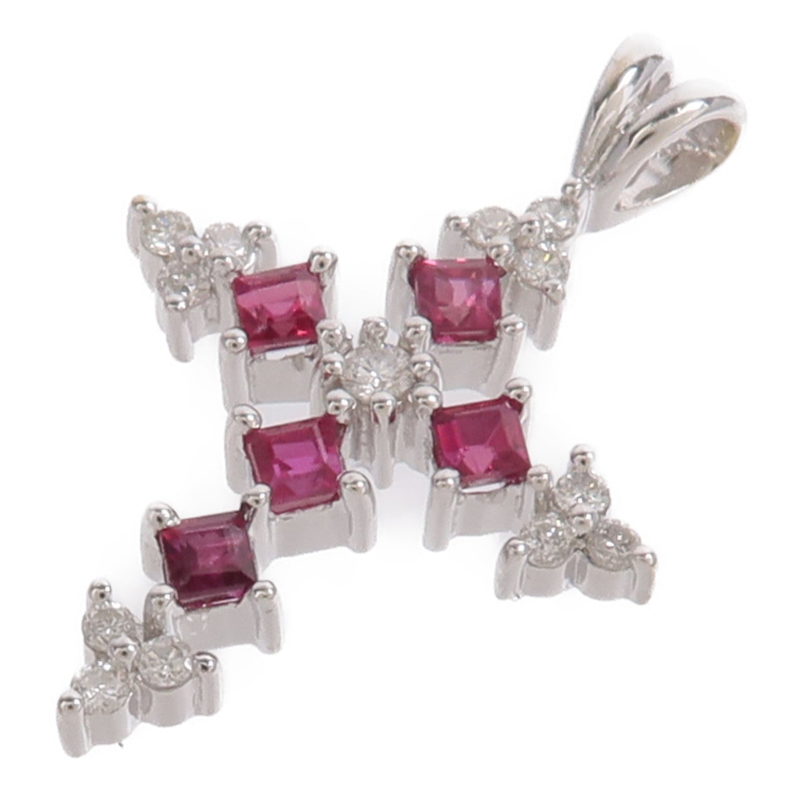 JEWELRY 18K白金Ruby Diamond Pendant Top紅寶石/鑽石吊墜