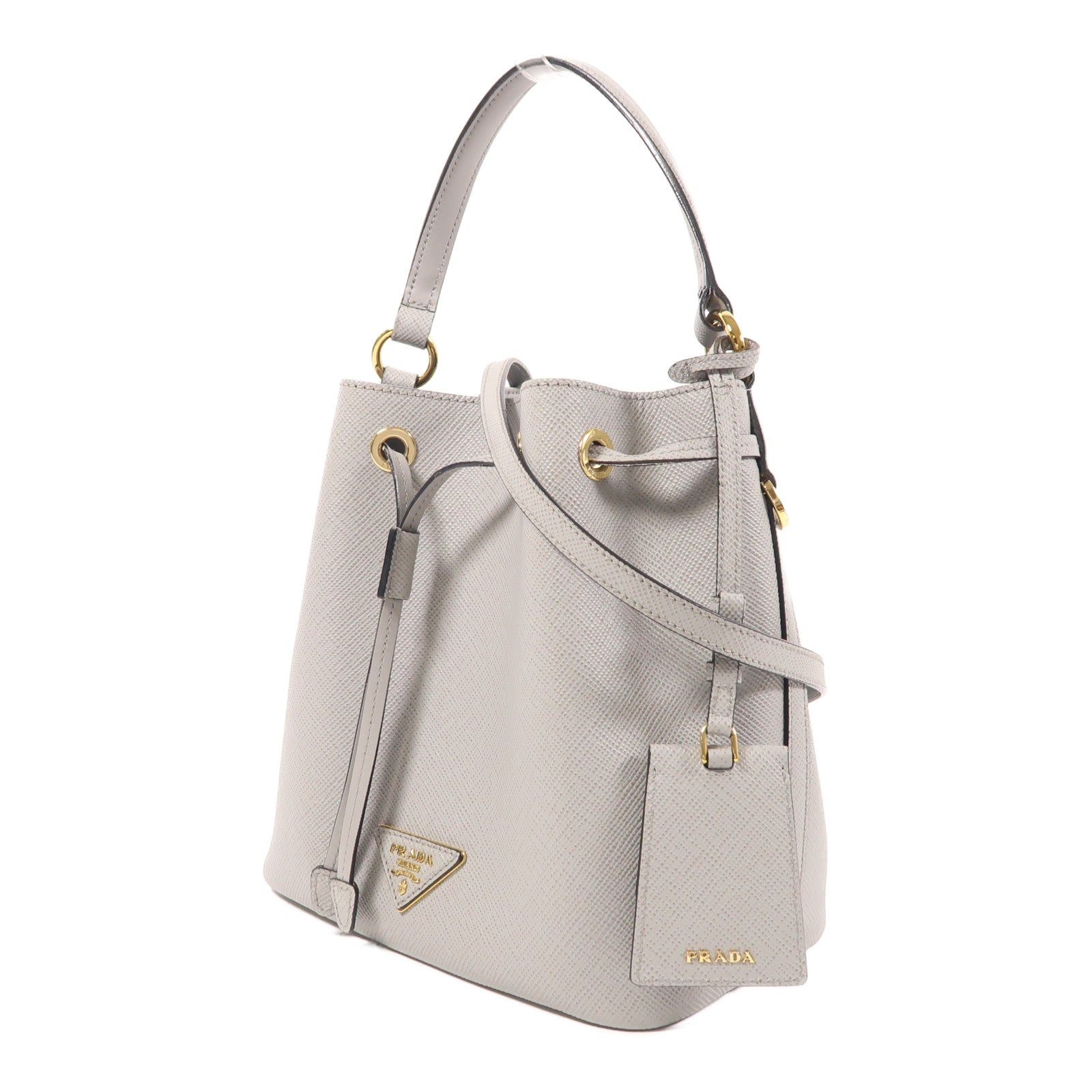 PRADA 牛皮皮革Bucket Bag金扣手挽肩背兩用袋
