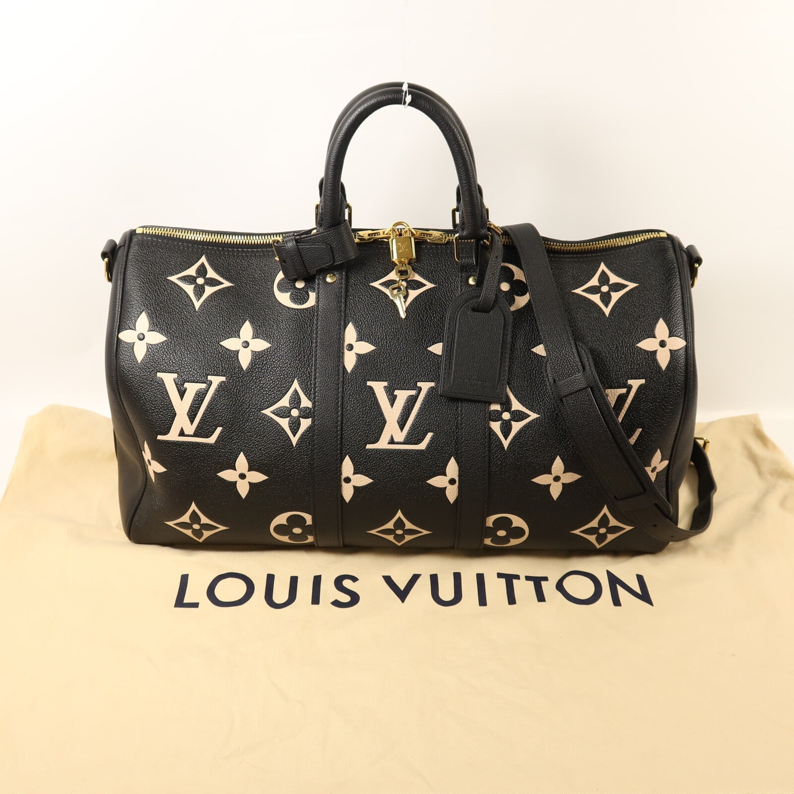 LOUIS VUITTON Monogram Empreinte Keepall 45金扣手挽肩背兩用袋