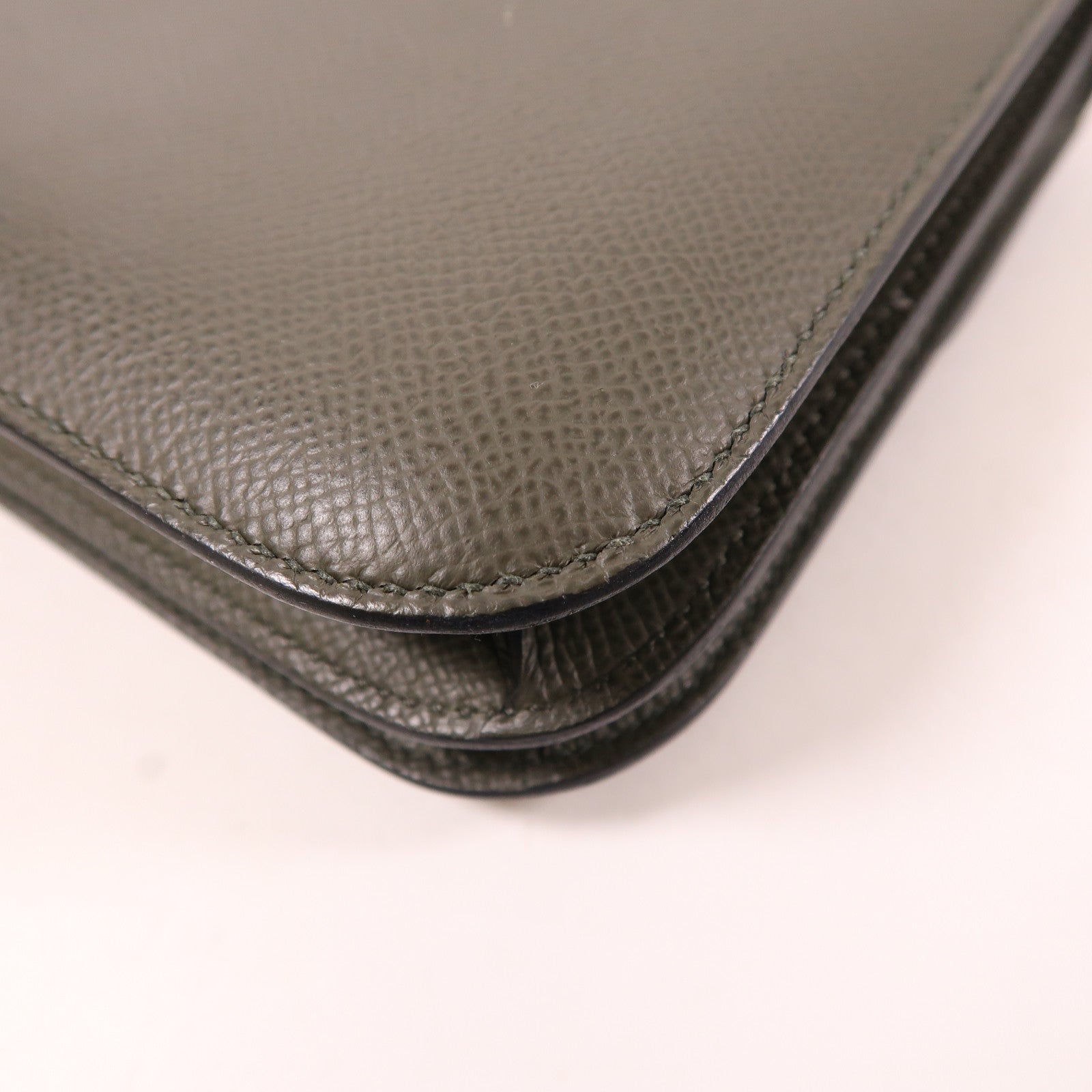 HERMES Epsom皮革Mini Constance金扣肩背袋Vert De Gris