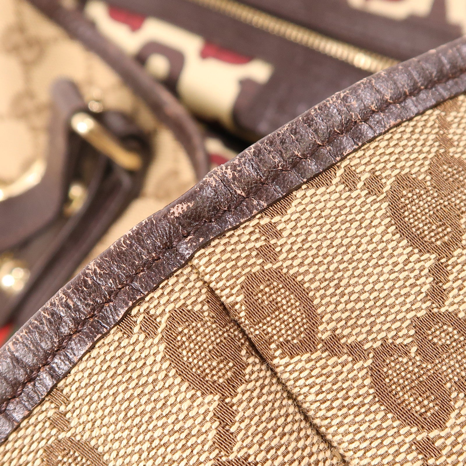 GUCCI 帆布Sherry Line金扣肩背袋