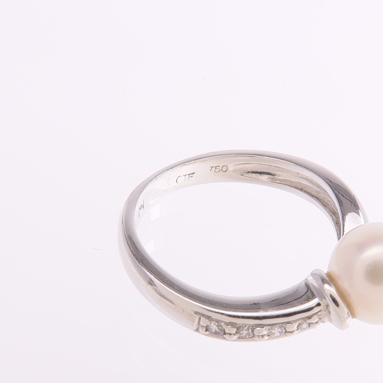 JEWELRY 18K白金Pearl Diamond Ring珍珠/鑽石戒指US#5