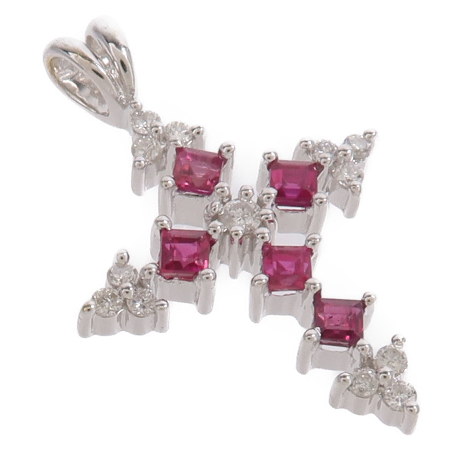 JEWELRY 18K白金Ruby Diamond Pendant Top紅寶石/鑽石吊墜