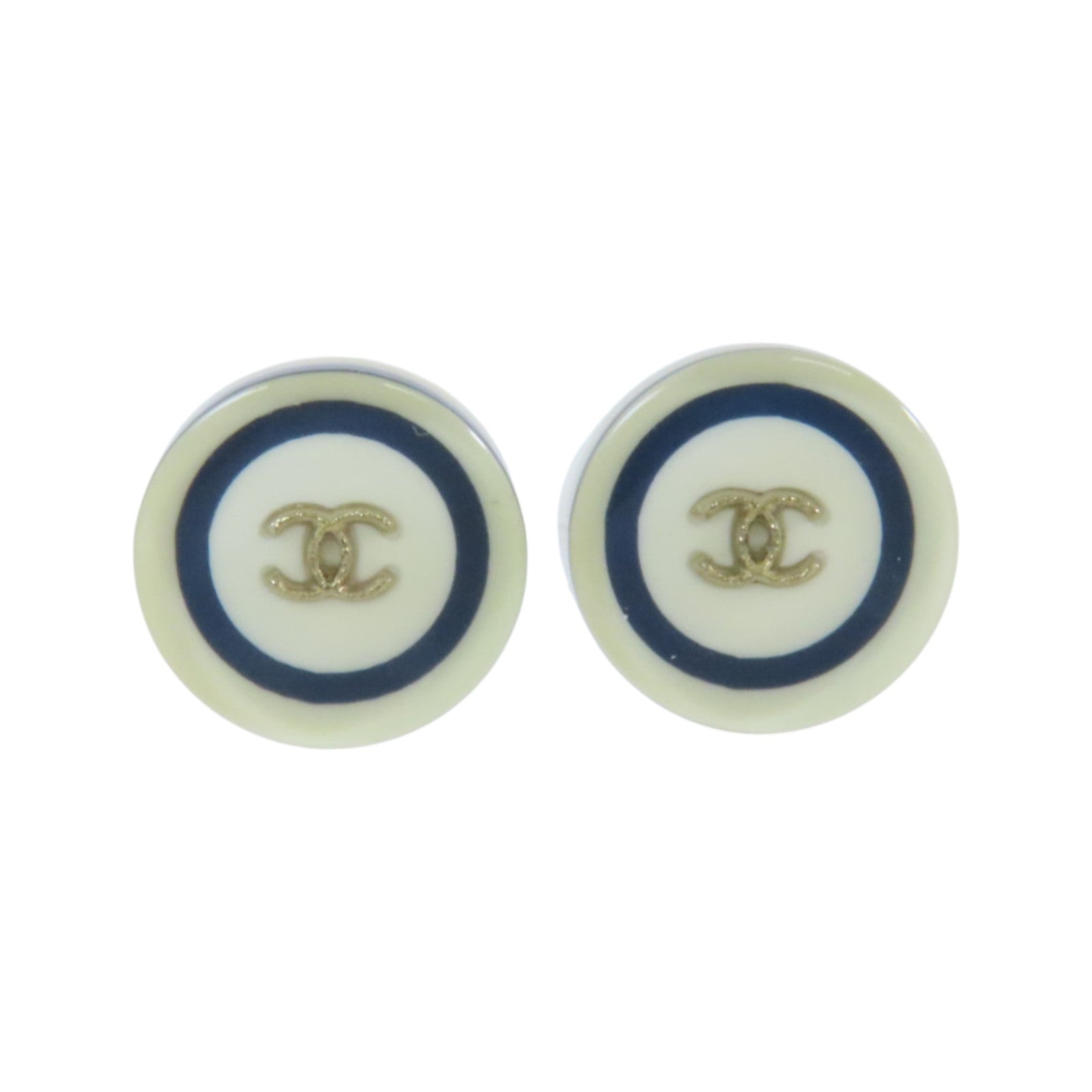CHANEL 金屬/PVC Earrings金扣耳環