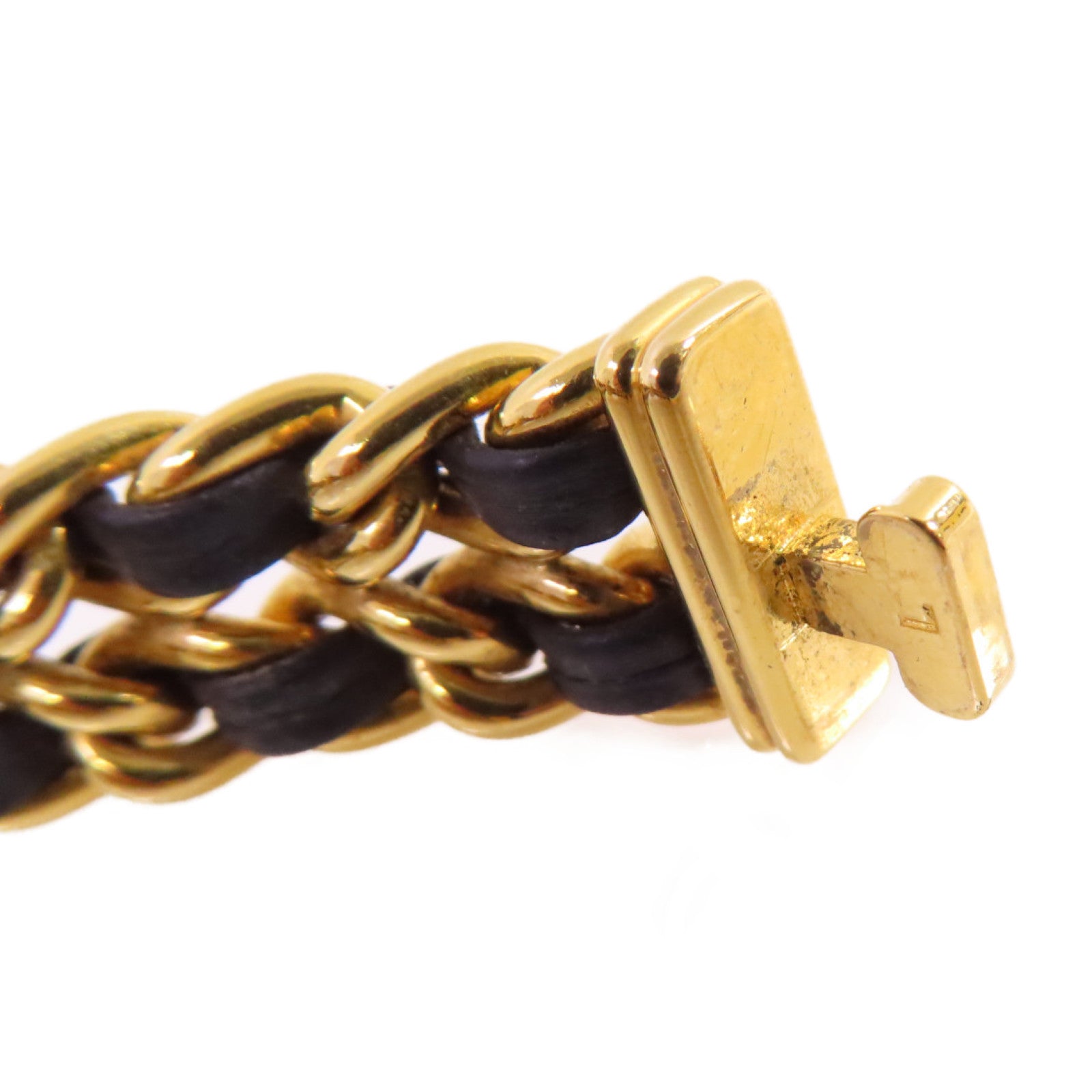CHANEL Premiere L Watch/不鏽鋼/鍍金/皮帶金扣石英機芯手錶黑色/金色