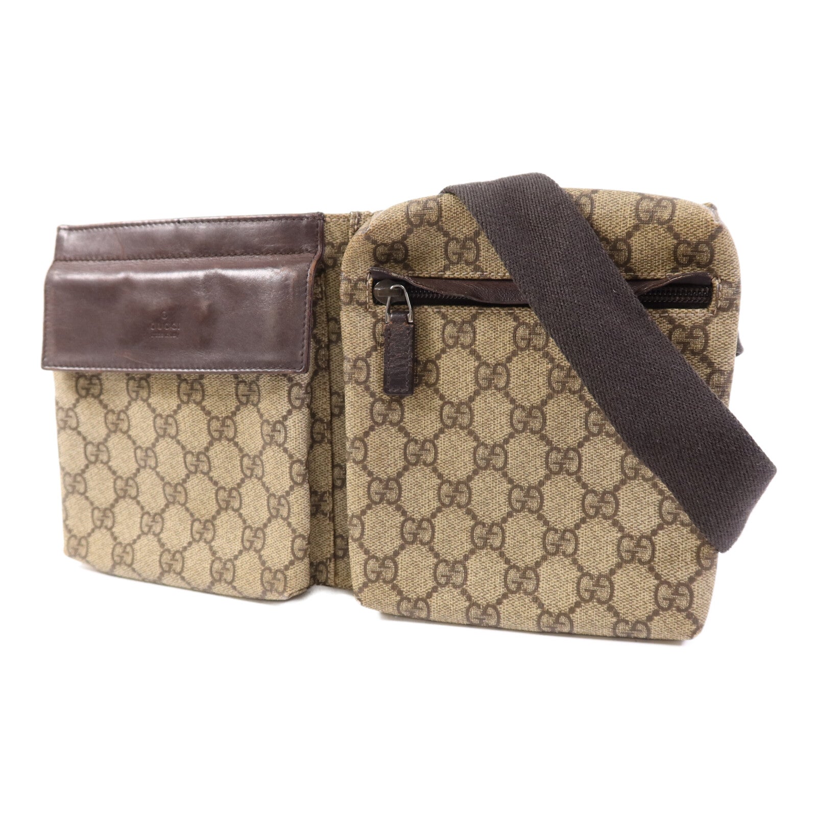 GUCCI 塗層帆布Belt Bag銀扣腰包