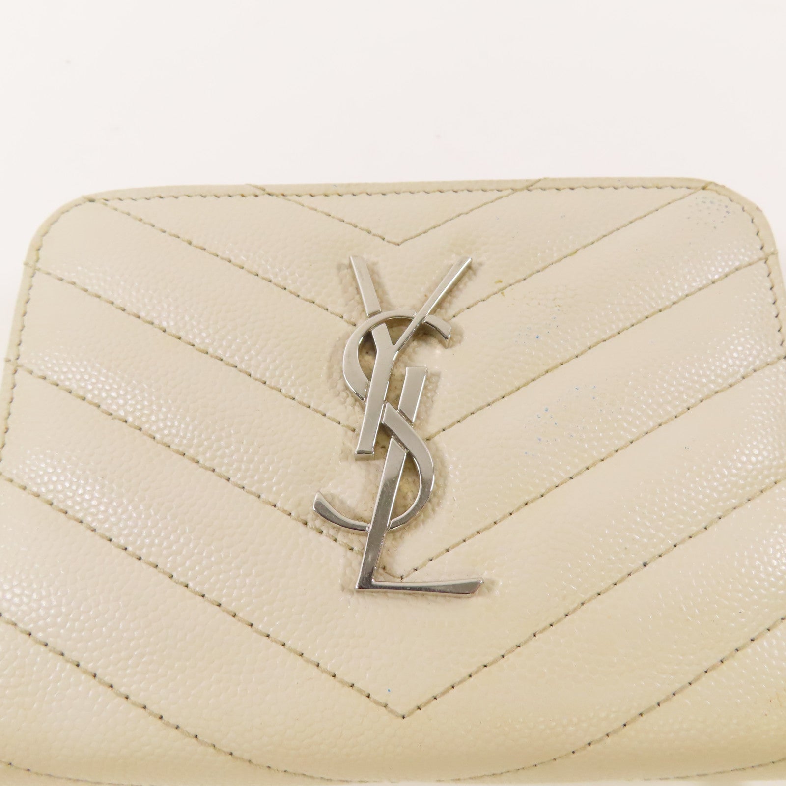SAINT LAURENT 牛皮皮革Bifold Wallet銀扣錢包