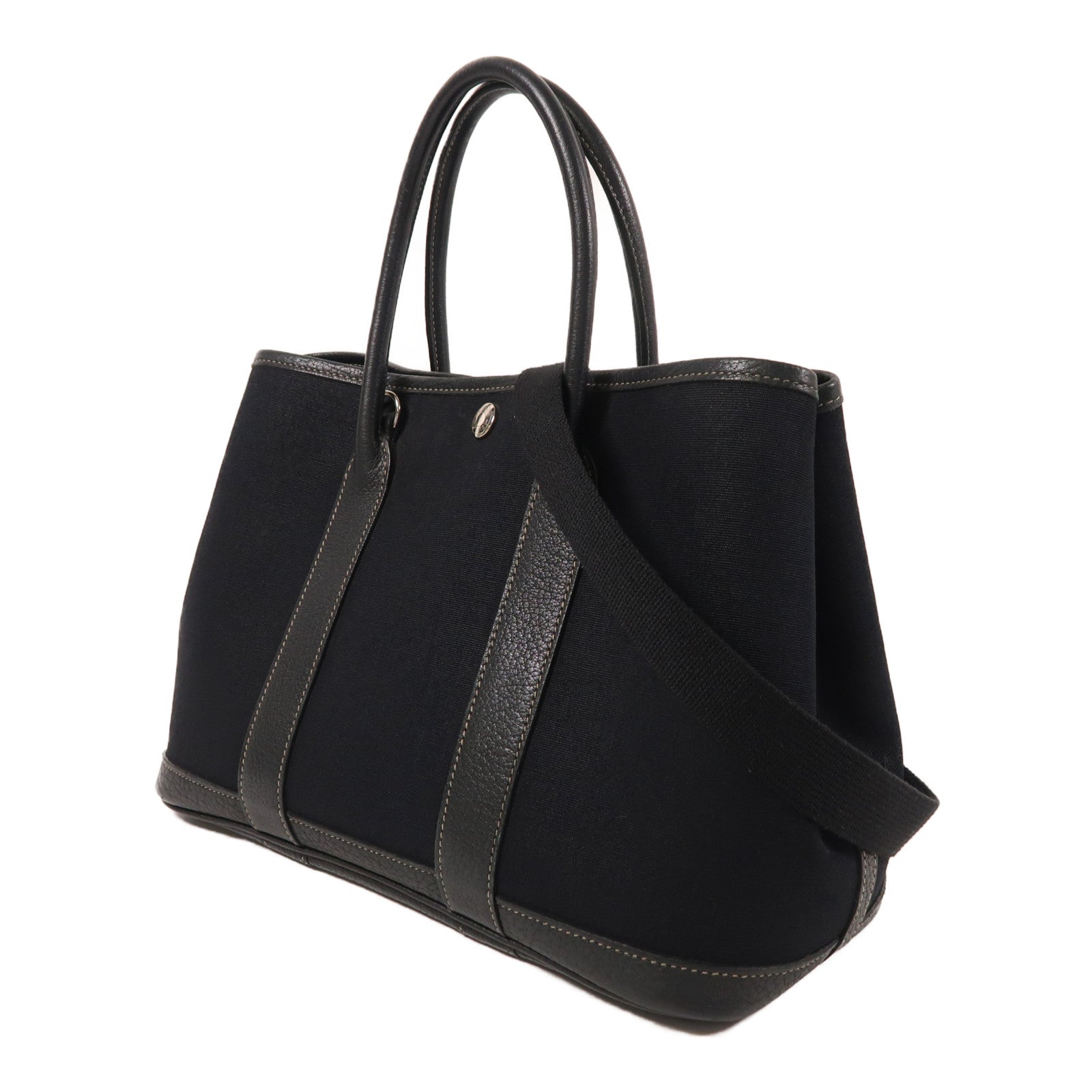 HERMES 帆布Garden Party TPM銀扣手挽肩背兩用袋