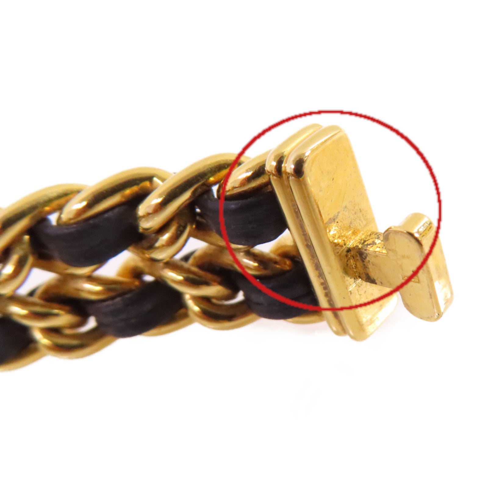 CHANEL Premiere L Watch/不鏽鋼/鍍金/皮帶金扣石英機芯手錶黑色/金色
