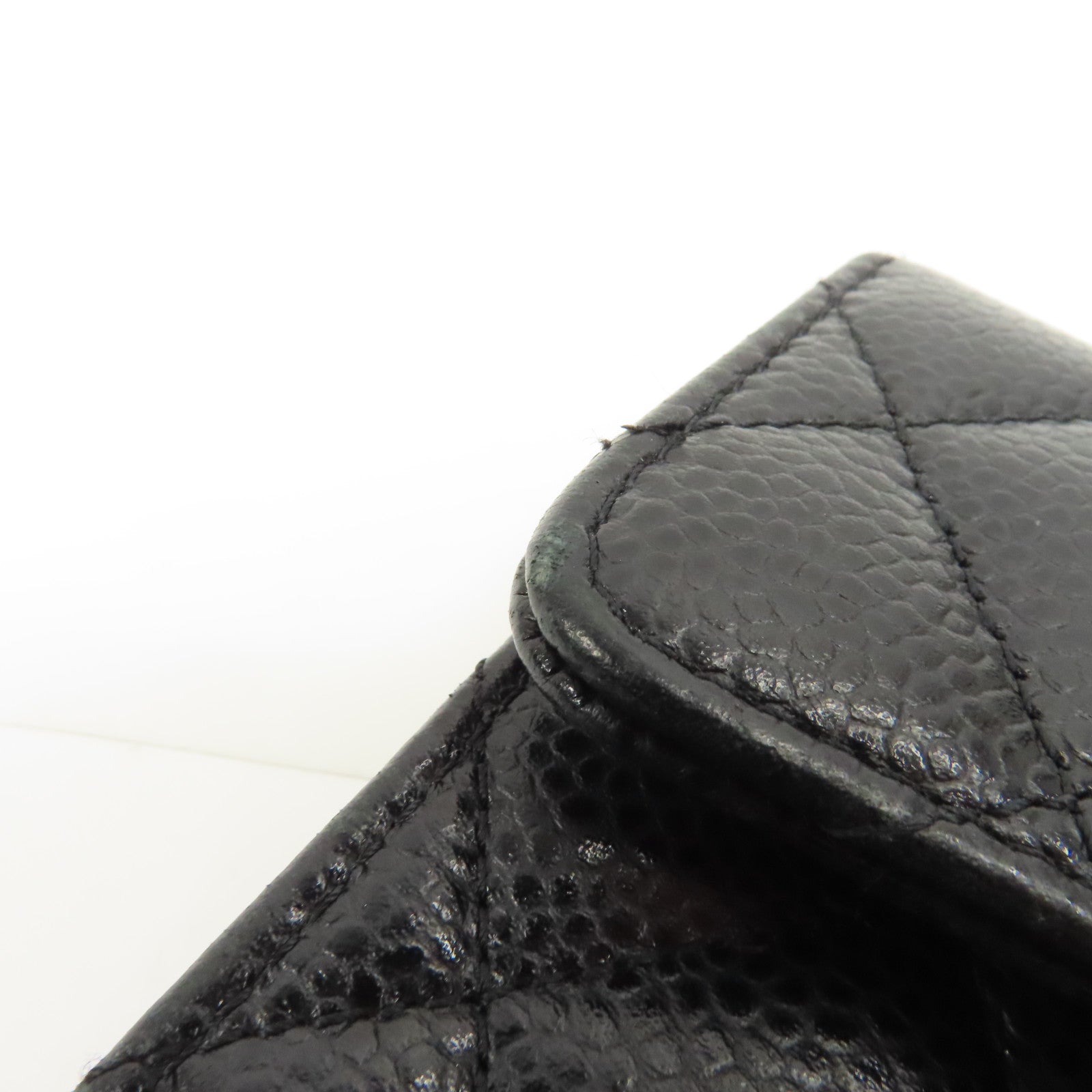CHANEL 菱格Caviar皮革Wallet金扣錢包黑色
