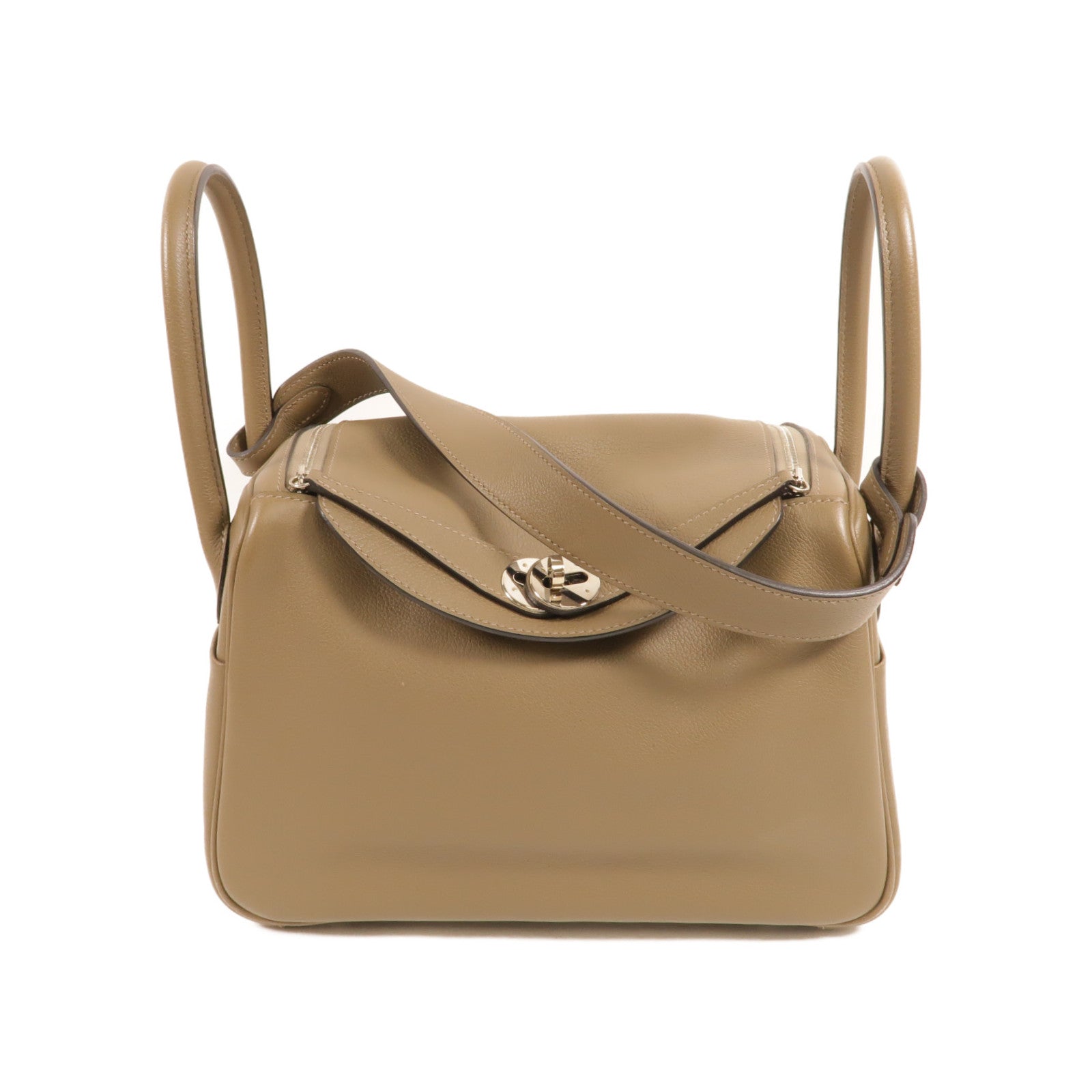 HERMES Swift皮革Lindy 26手挽肩背兩用袋Taupe