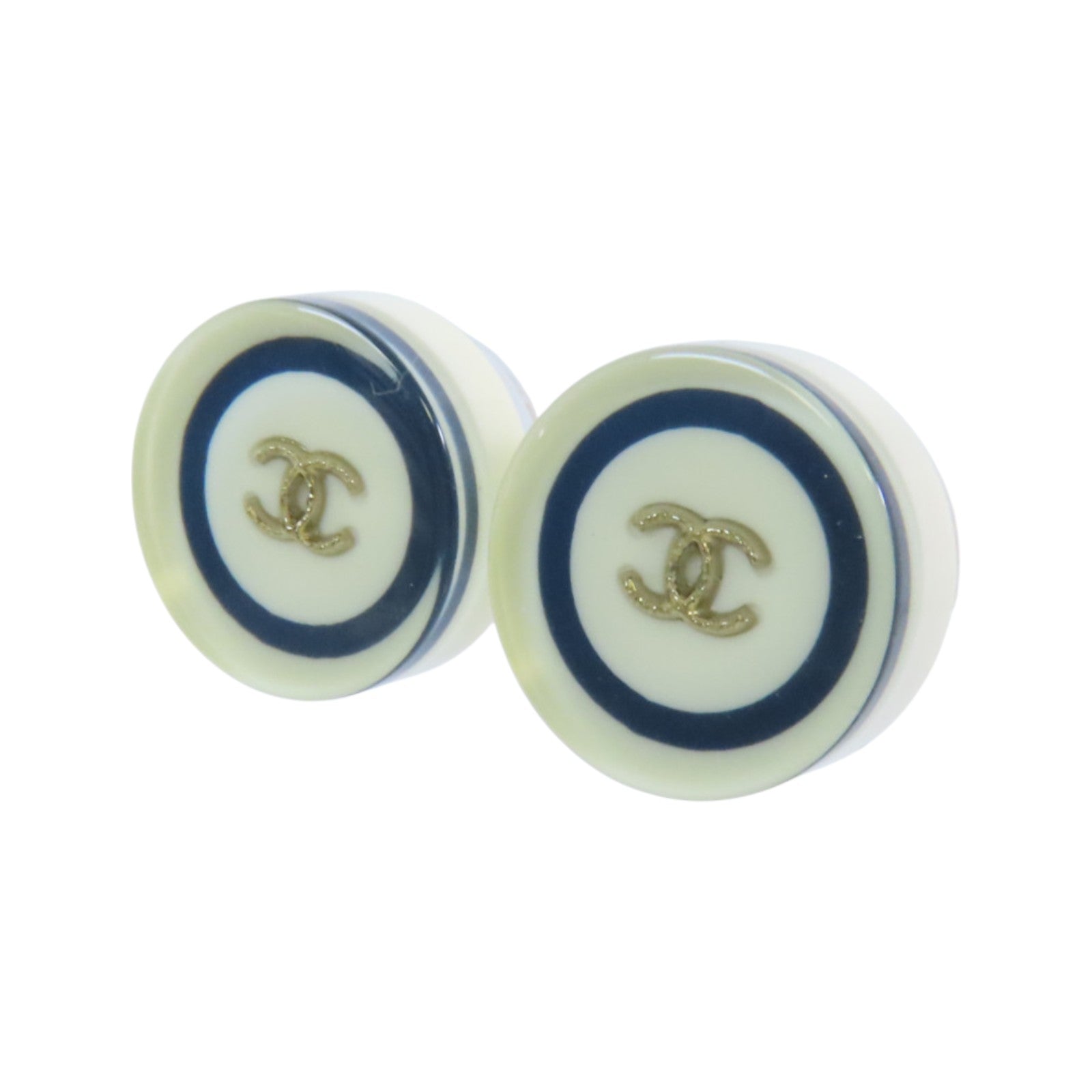 CHANEL 金屬/PVC Earrings金扣耳環