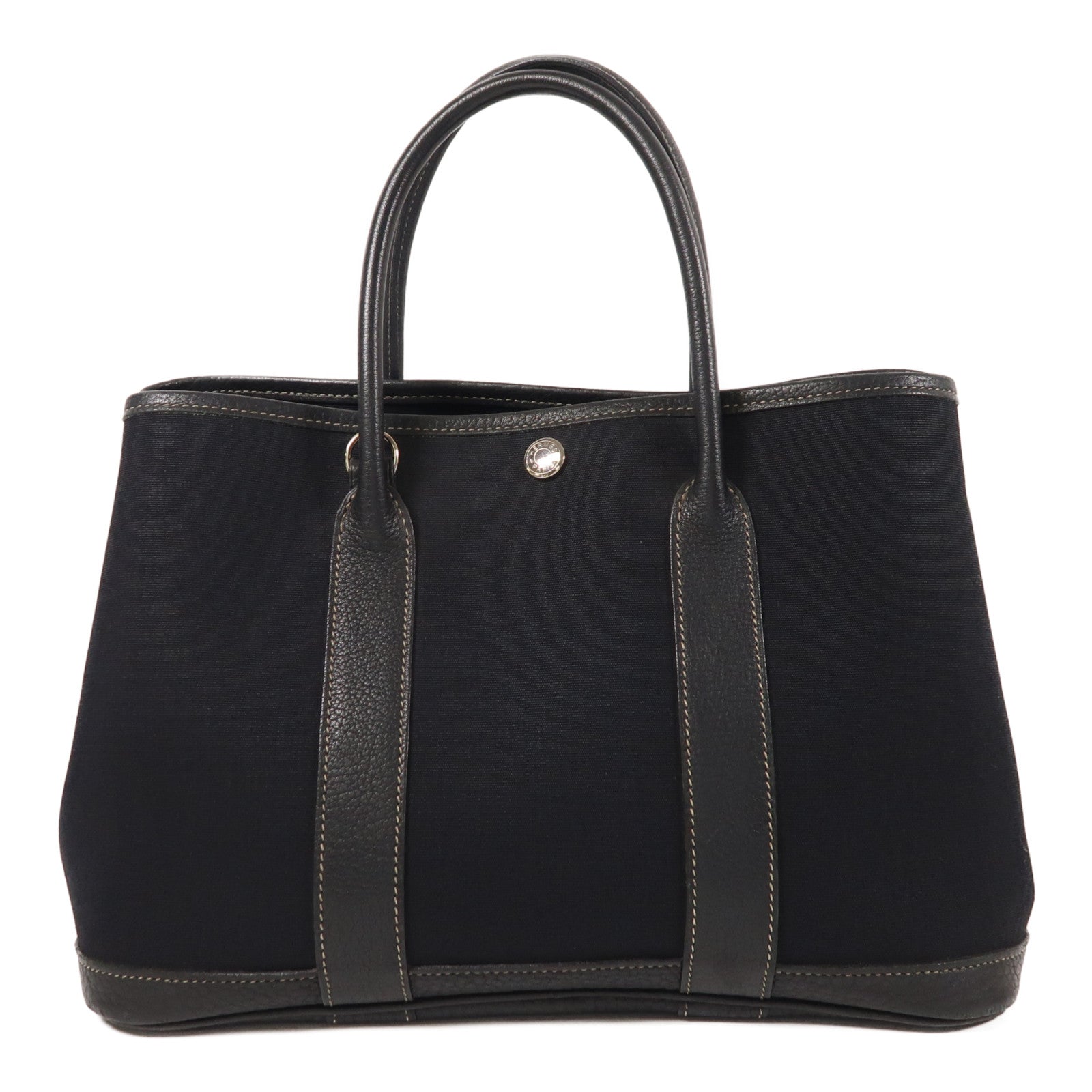 HERMES 帆布Garden Party TPM銀扣手挽肩背兩用袋