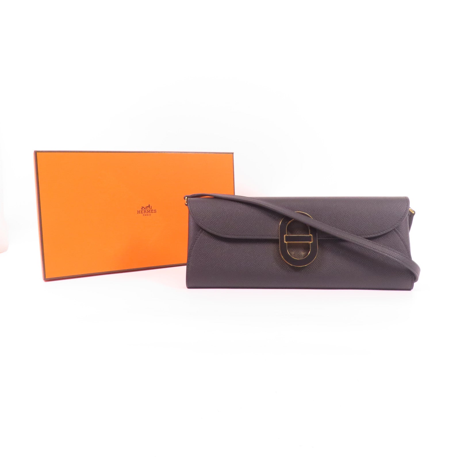 HERMES 【激減優惠】Epsom皮革Maillon To Go金扣肩背袋Noir