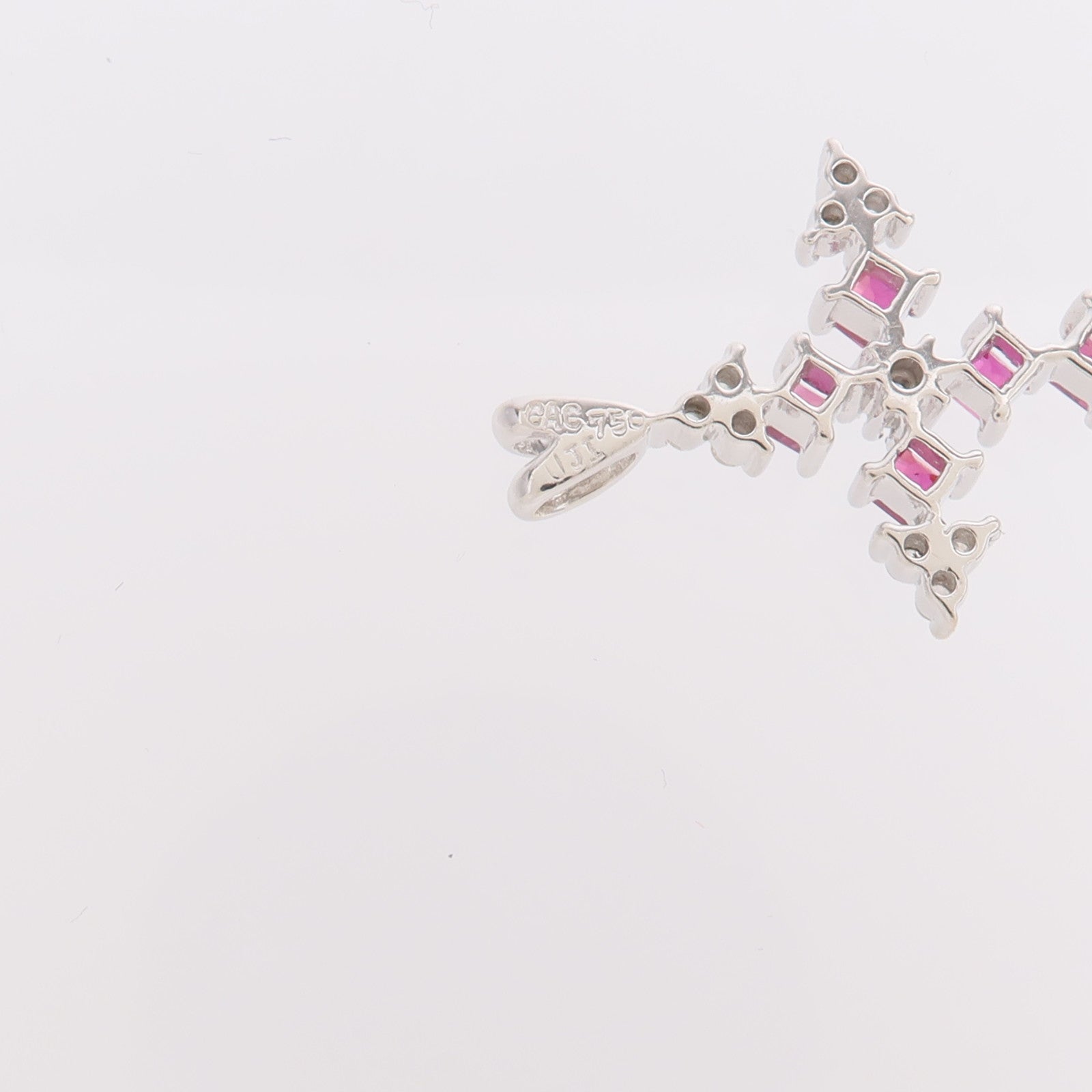 JEWELRY 18K白金Ruby Diamond Pendant Top紅寶石/鑽石吊墜