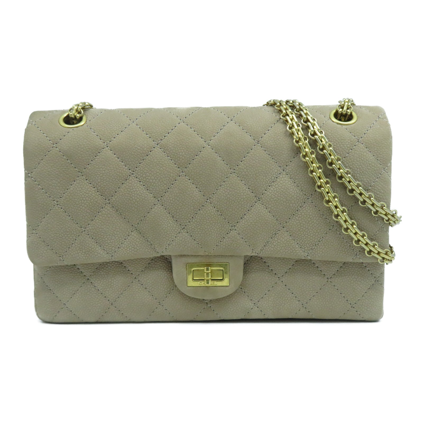 CHANEL 【激減優惠】菱格麂皮皮革2.55 Chain Shoulder Bag金扣鏈帶肩背袋啡色