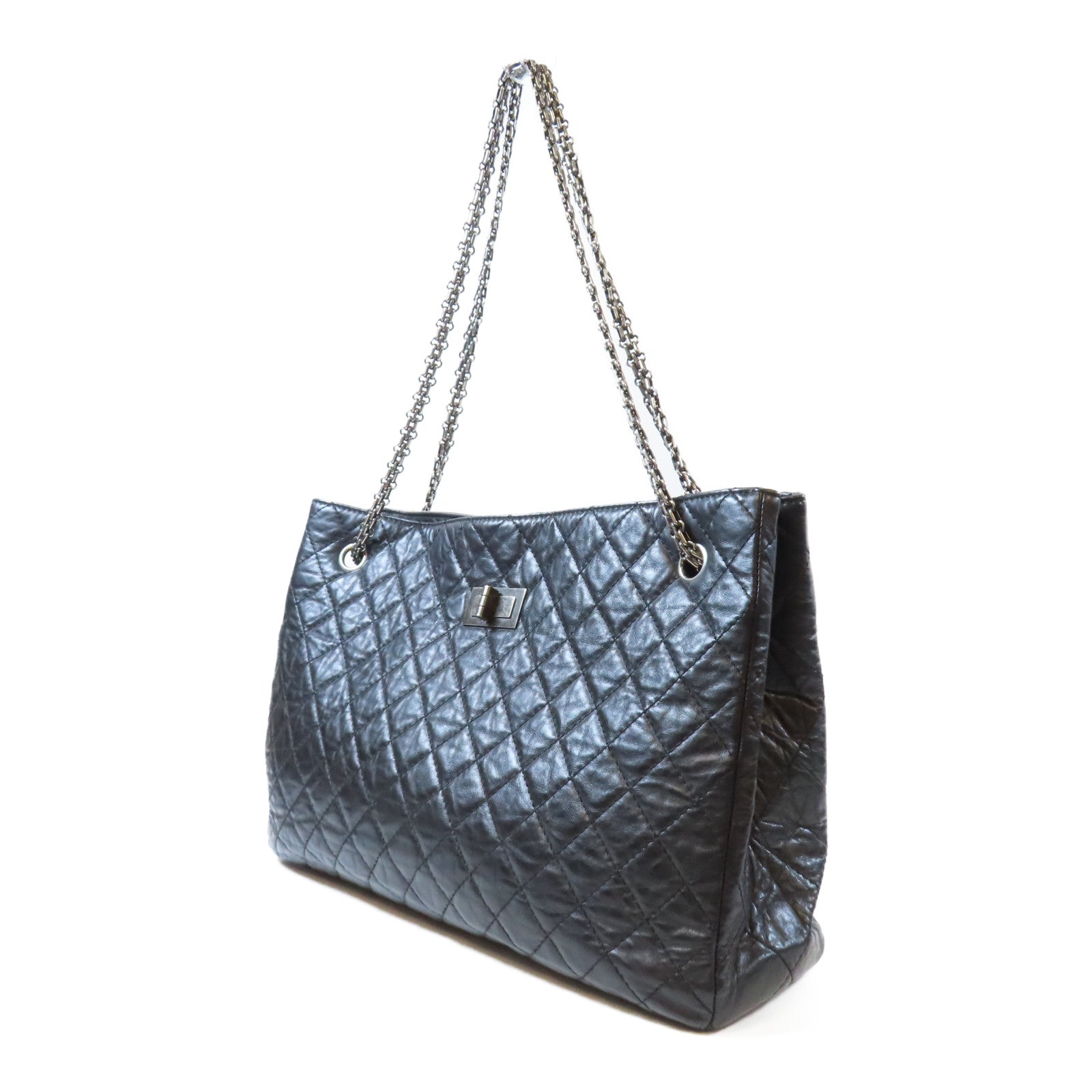 CHANEL 【激減優惠】菱格羊皮皮革Chain Shoulder Bag銀扣鏈帶肩背袋黑色