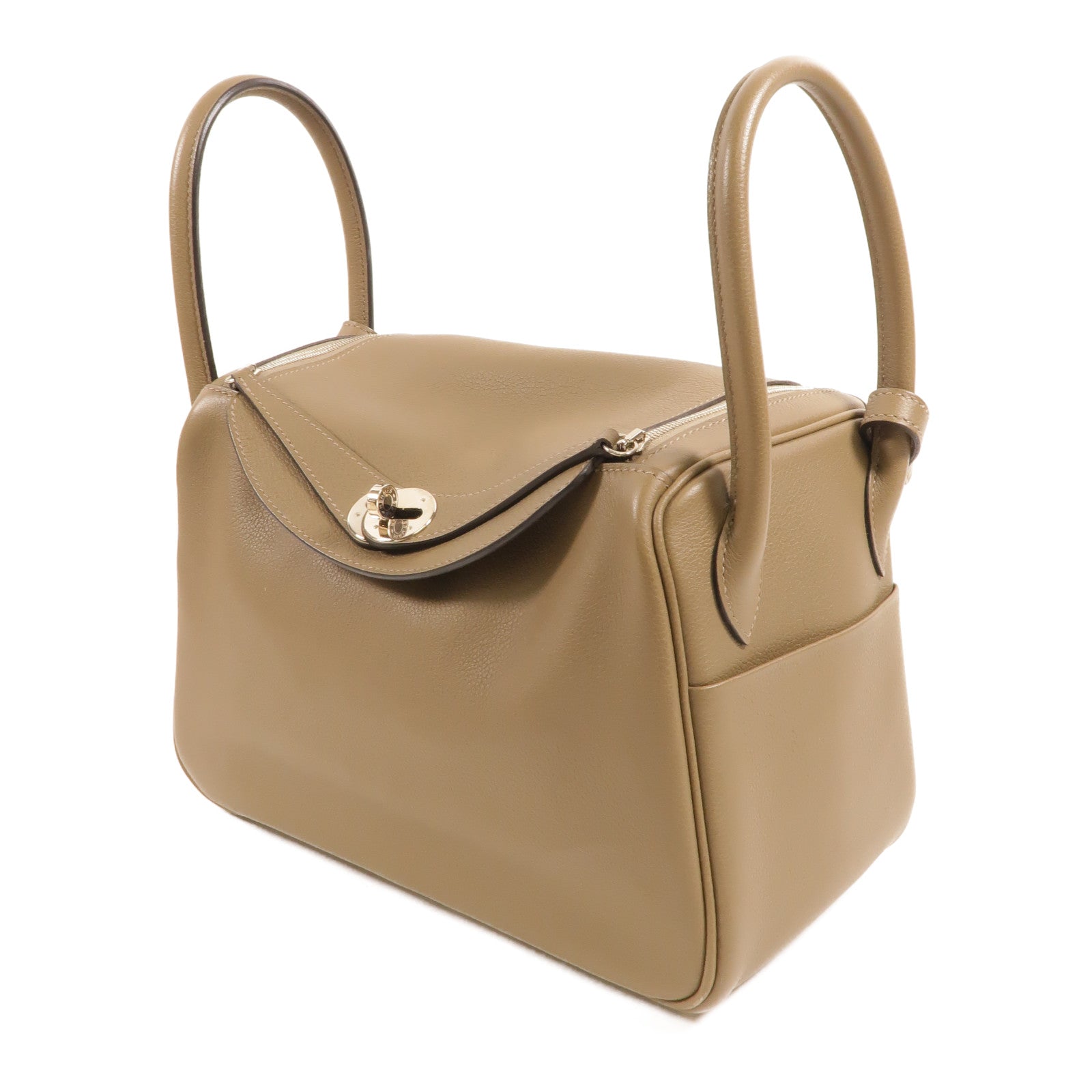 HERMES Swift皮革Lindy 26手挽肩背兩用袋Taupe