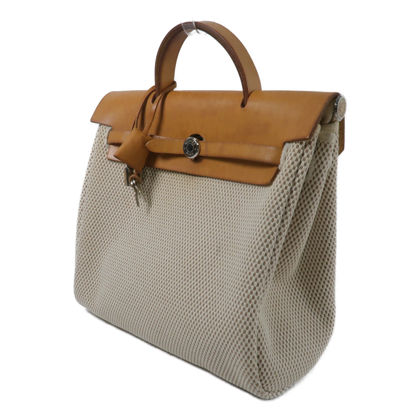 HERMES 帆布/Veau Hunter皮革Vintage Herbag Backpack背包Natural Sable