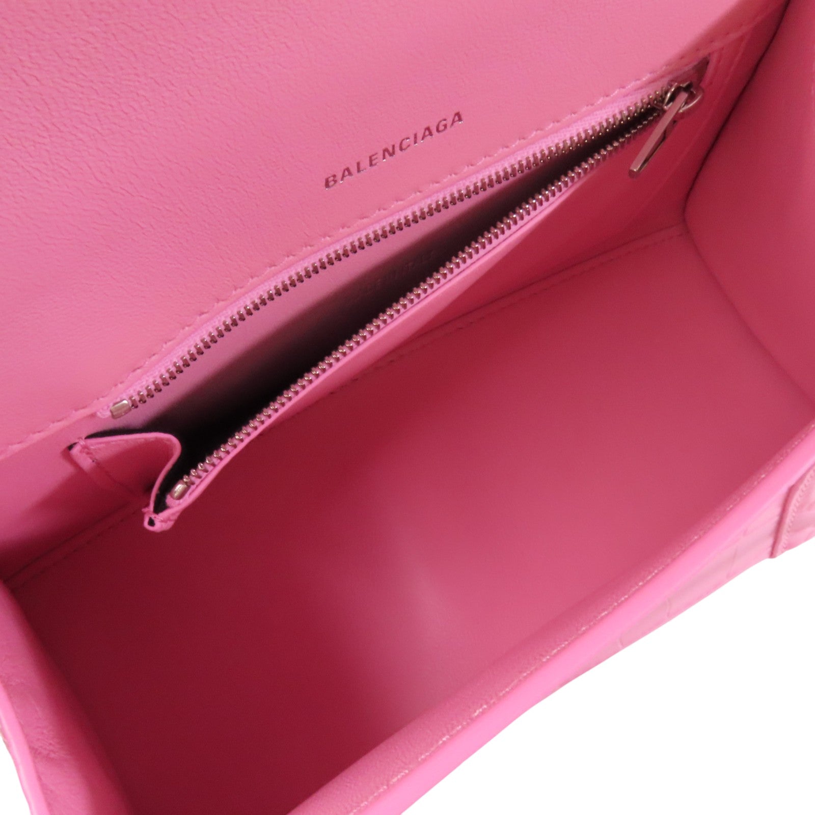 BALENCIAGA 牛皮皮革Hourglass Small銀扣手挽肩背袋