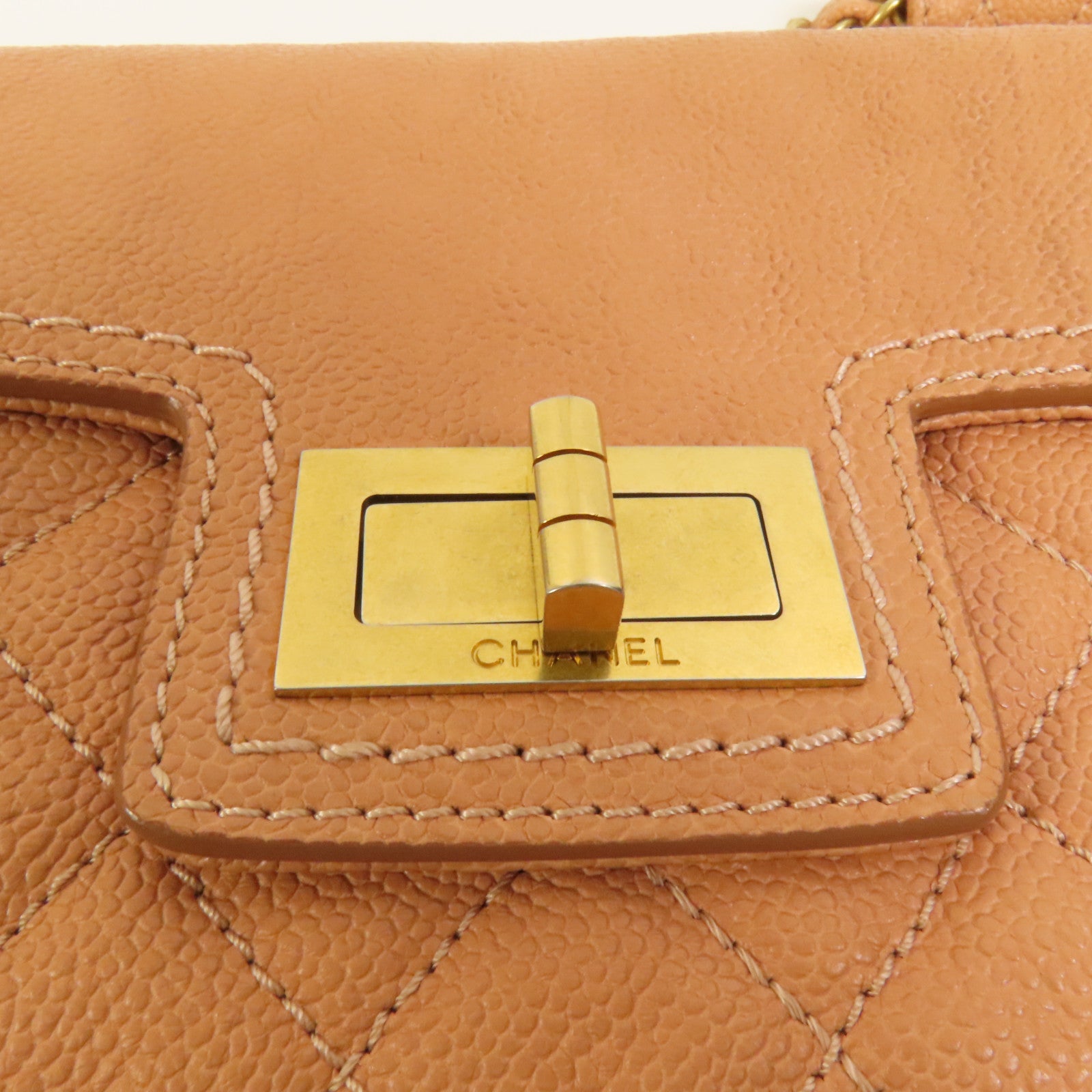 CHANEL 牛皮皮革Chain Shoulder金扣鏈帶肩背袋