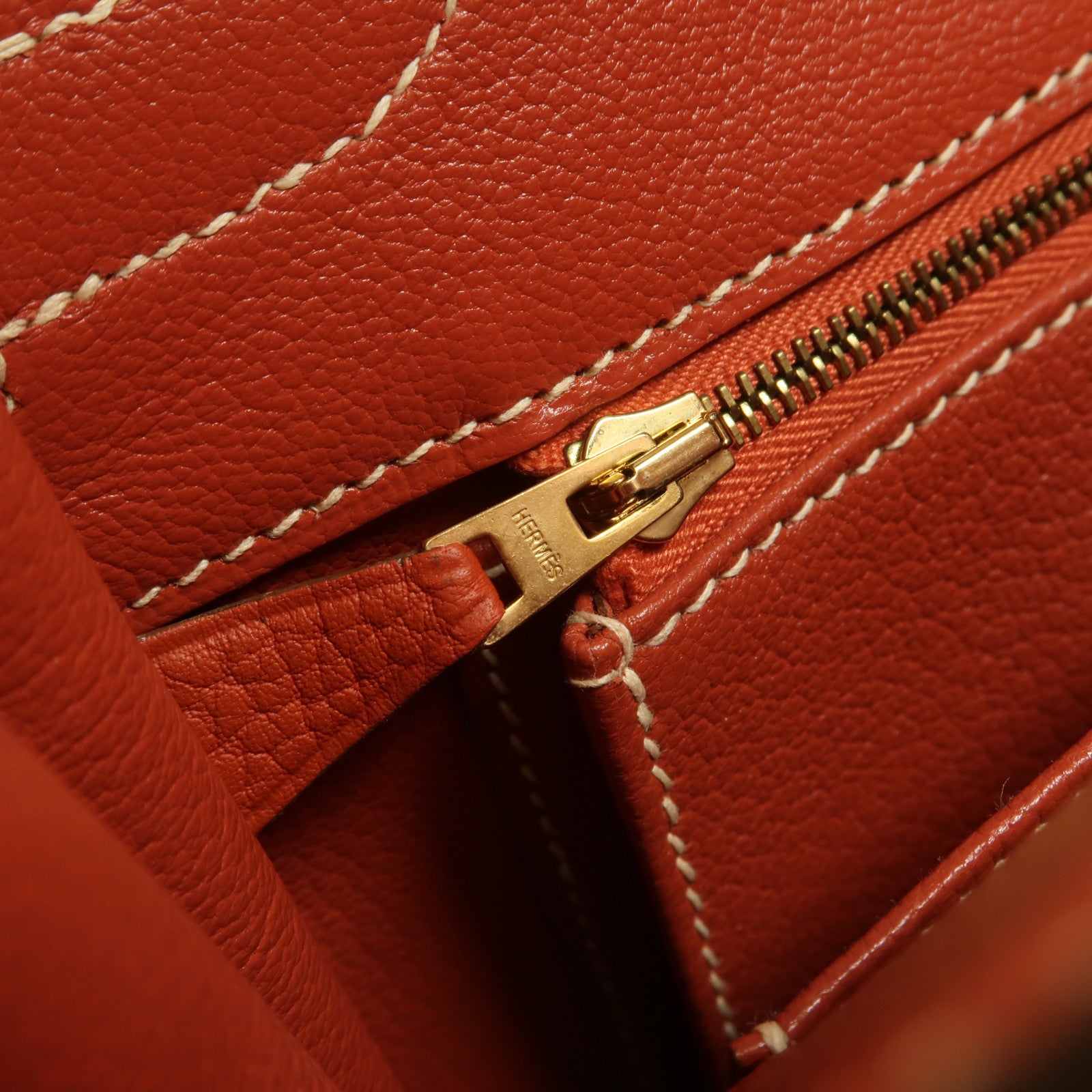 HERMES Fjord皮革Birkin 35手挽袋Sanguine