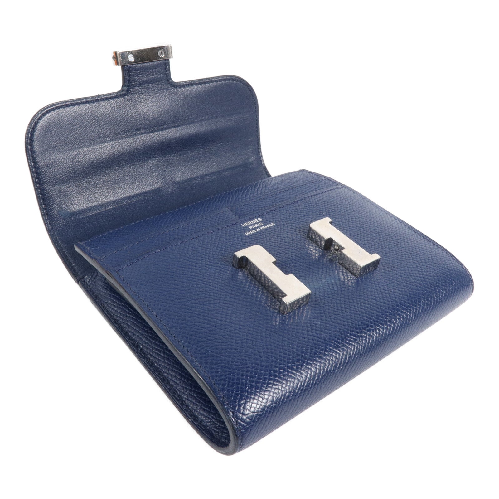 HERMES Epsom皮革Constance Wallet錢包Bleu Saphir