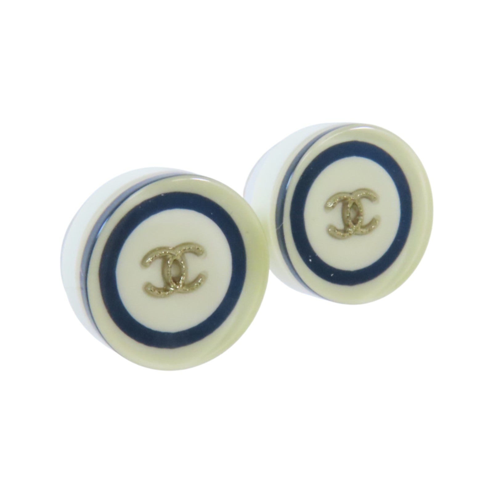 CHANEL 金屬/PVC Earrings金扣耳環