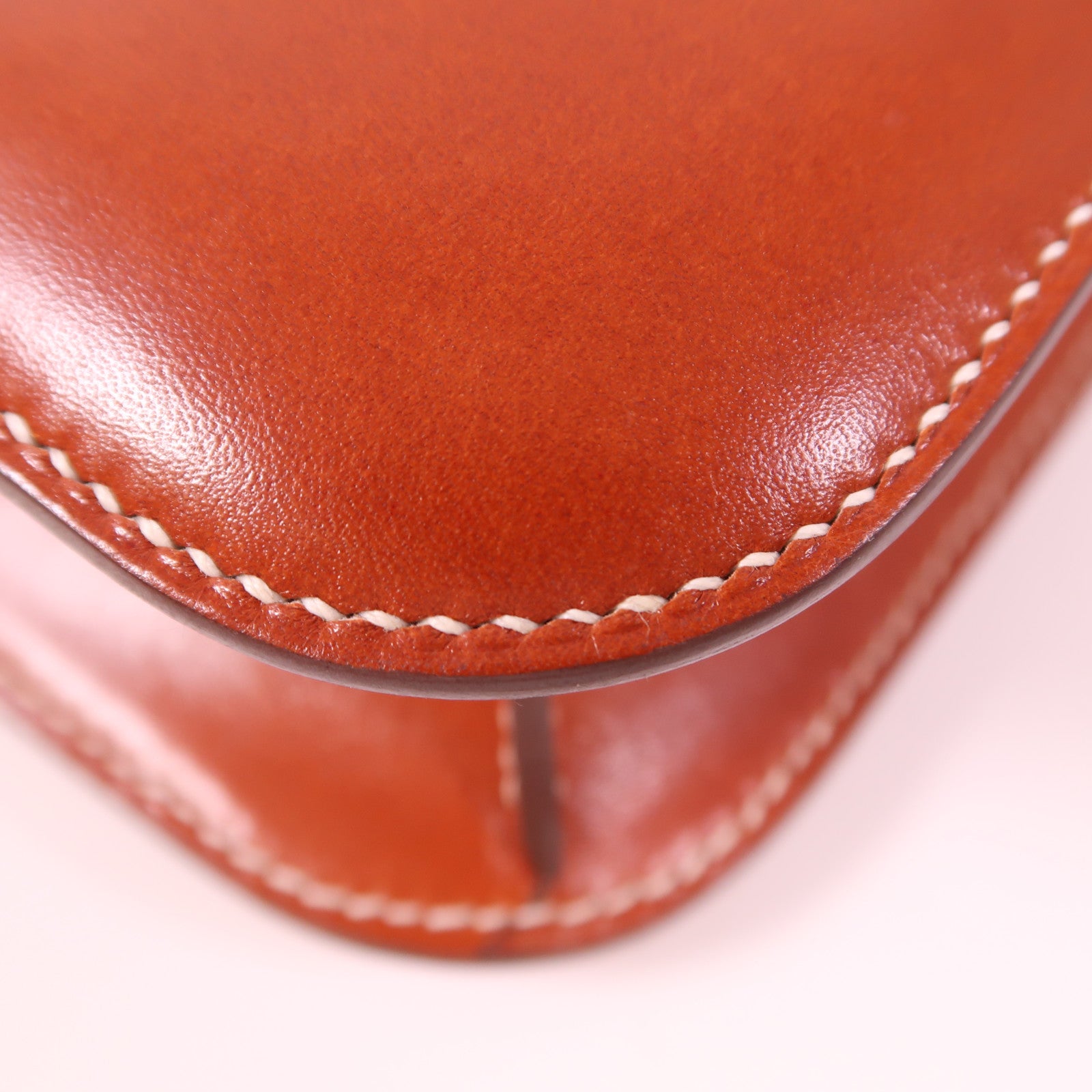 HERMES Box Calf皮革Constance 24銀扣肩背袋Brique