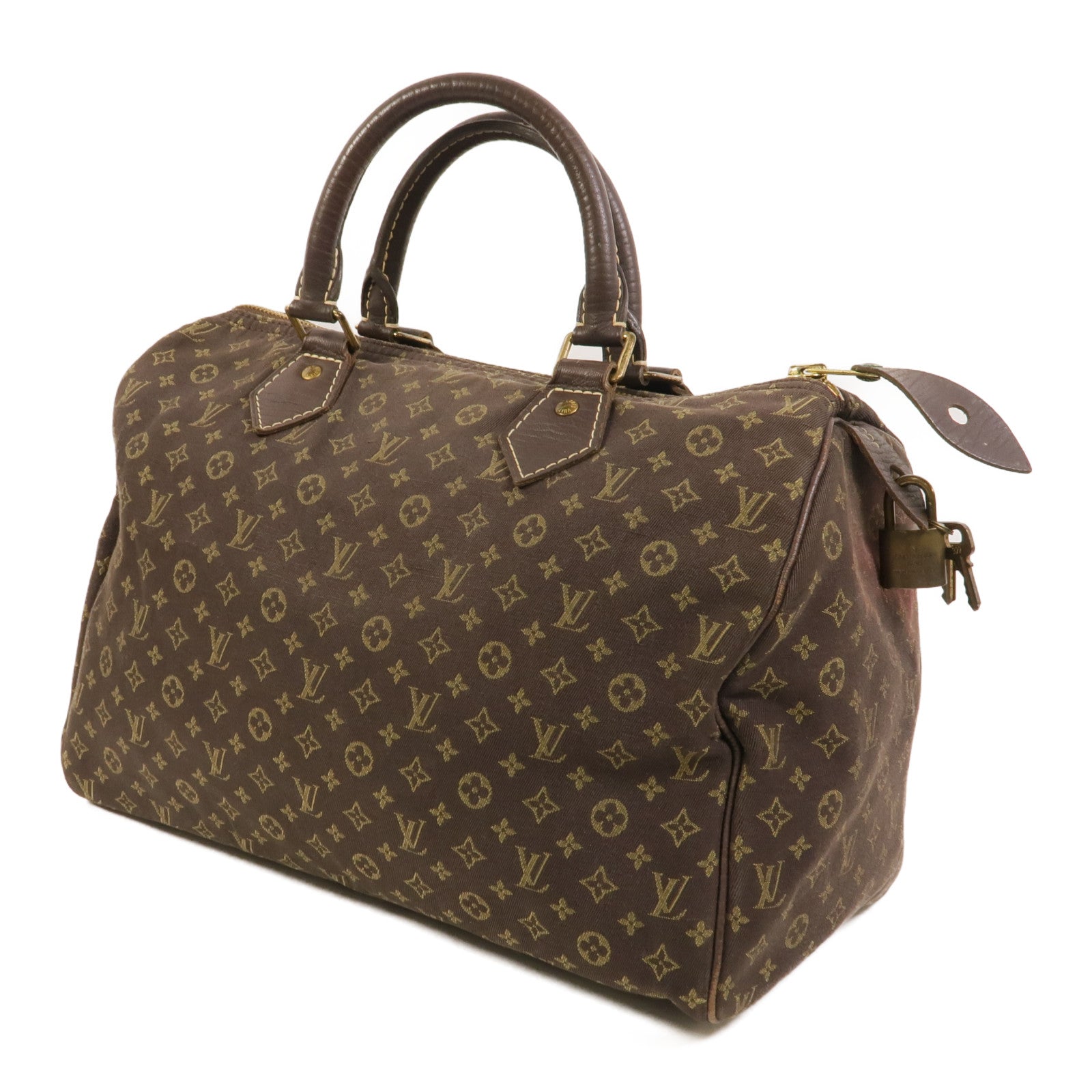 LOUIS VUITTON Monogram Mini Lin Speedy 30金扣手挽袋
