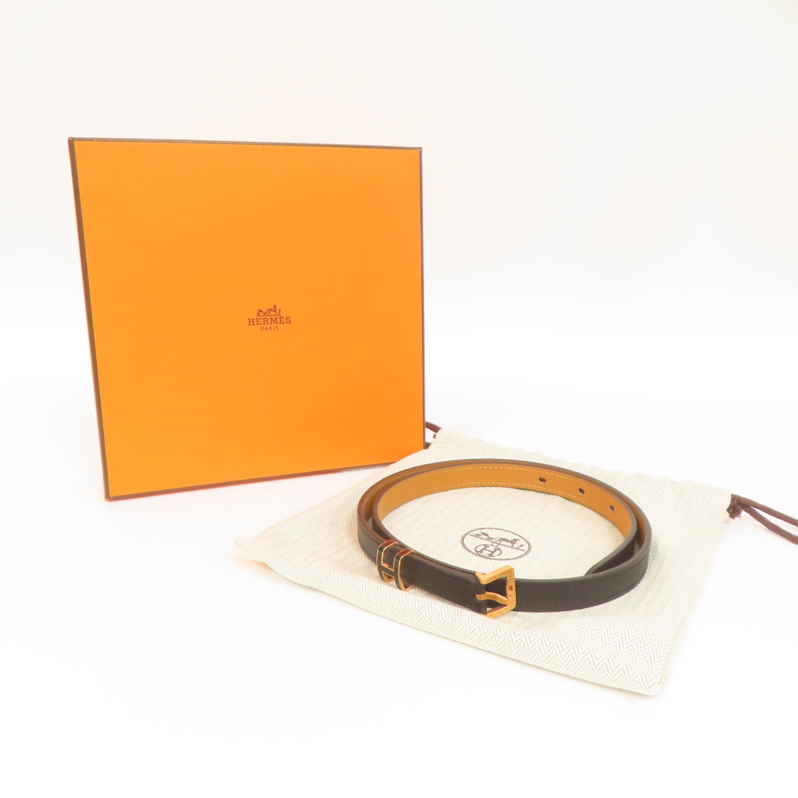HERMES 【激減優惠】Epsom皮革Pop H Belt金扣皮帶黑色