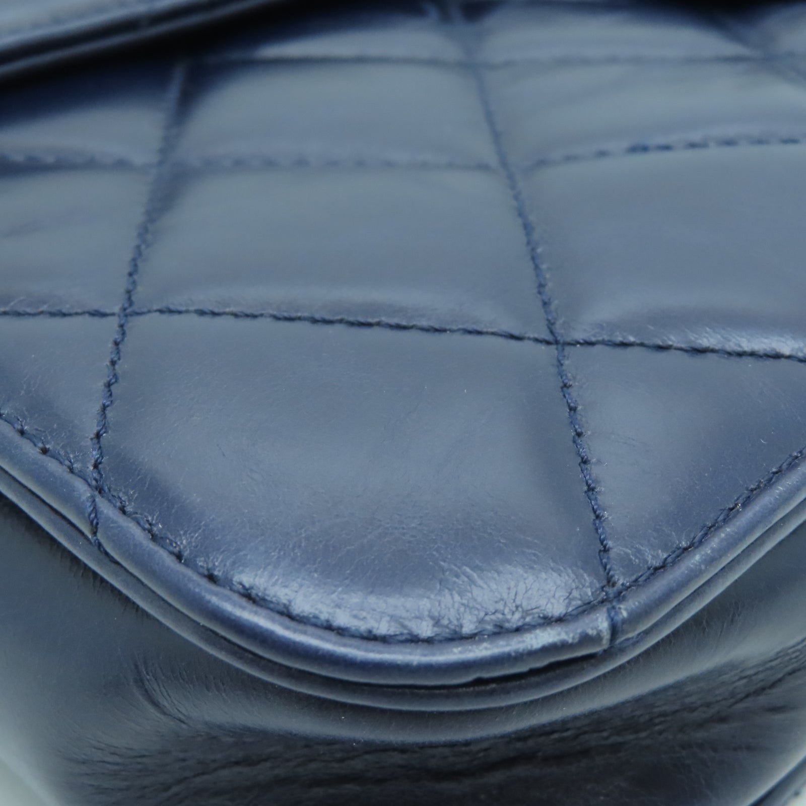 CHANEL 【激減優惠】菱格牛皮皮革Chain Shoulder金扣鏈帶肩背袋藍色
