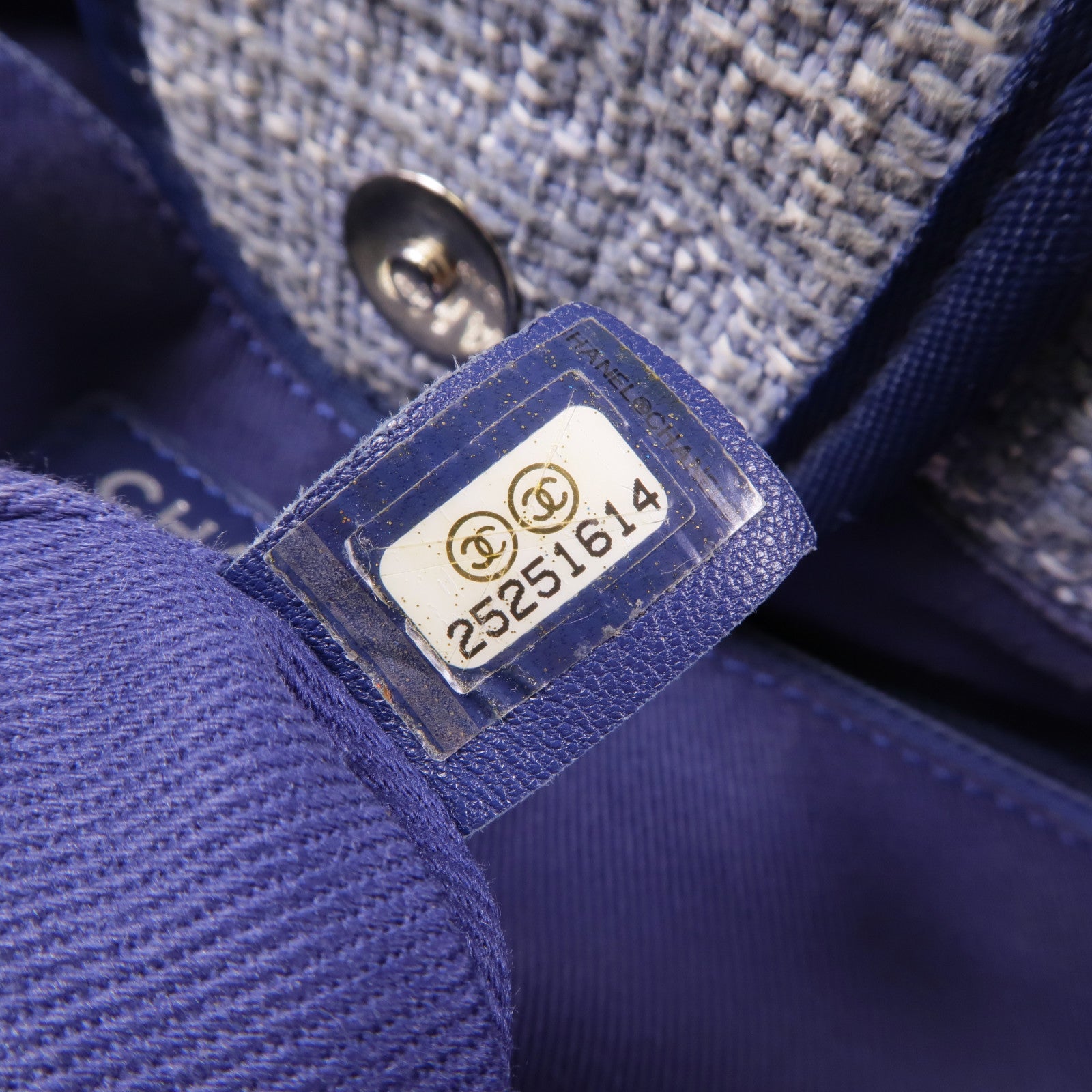CHANEL 帆布Deauville Tote銀扣肩背袋