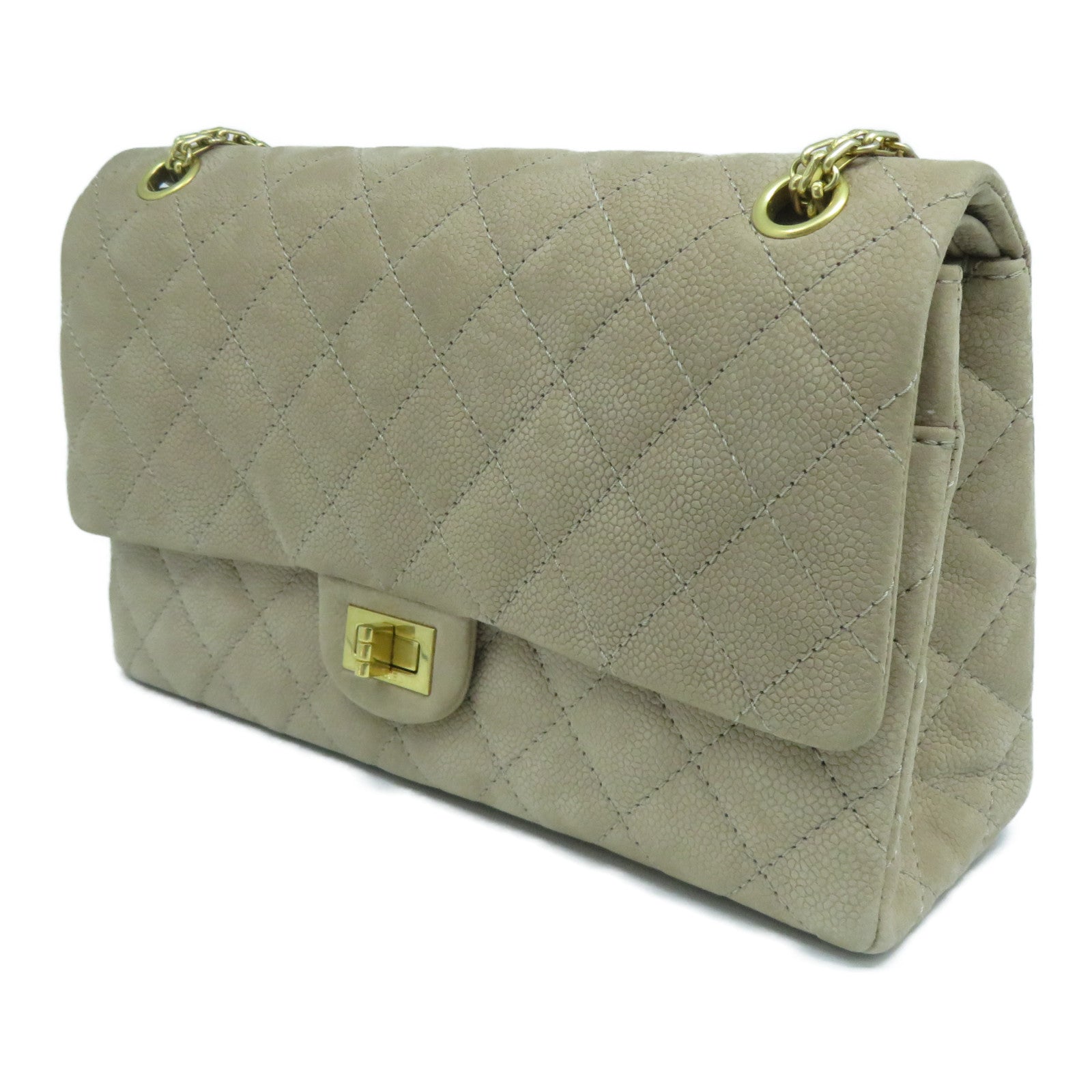 CHANEL 【激減優惠】菱格麂皮皮革2.55 Chain Shoulder Bag金扣鏈帶肩背袋啡色