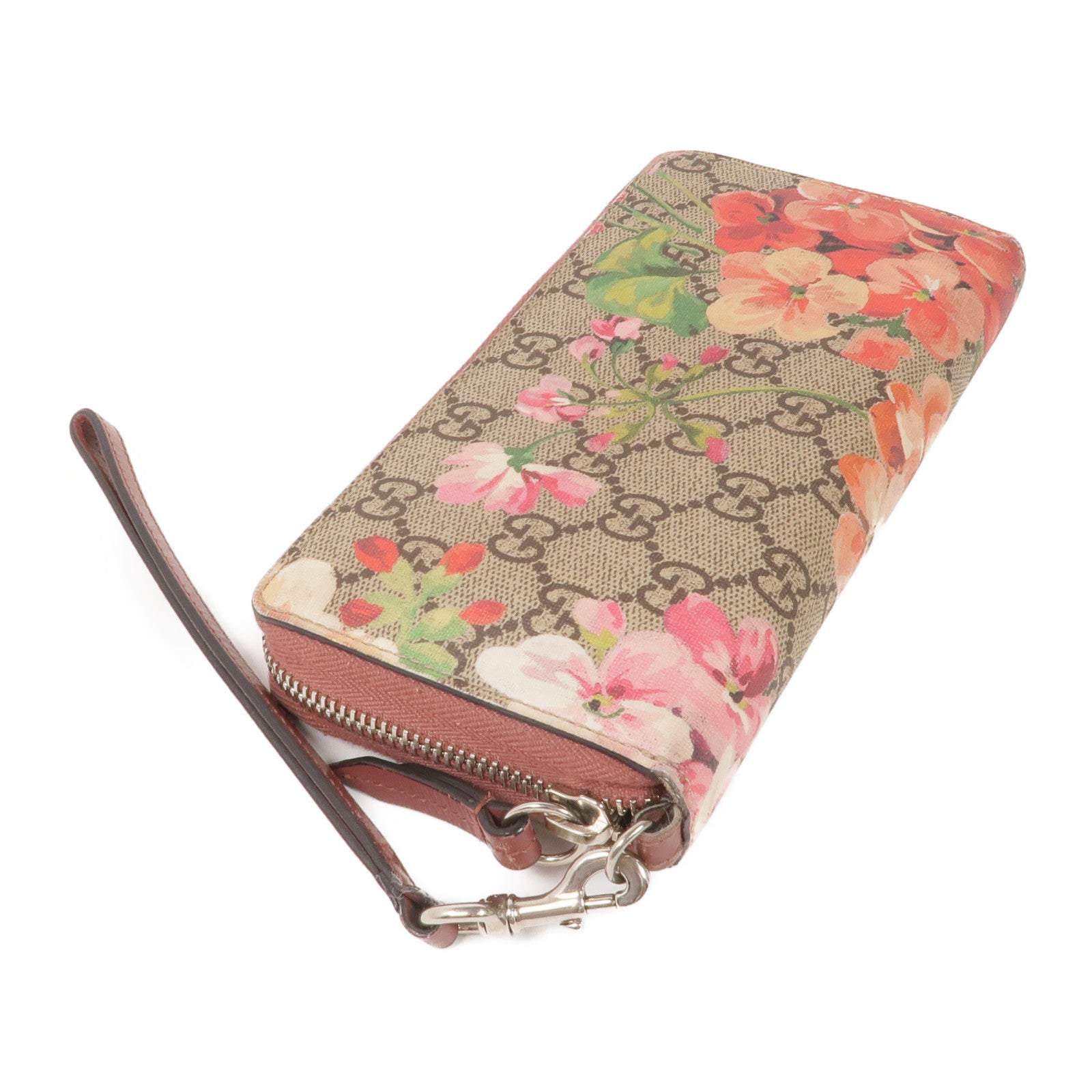 GUCCI 塗層帆布Zipper Long Wallet銀扣長錢包