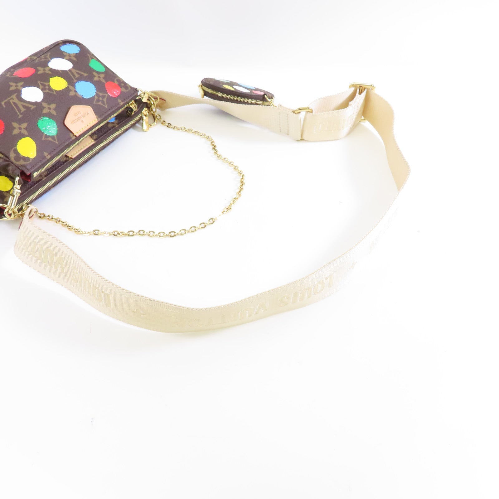 LOUIS VUITTON 【激減優惠】Monogram LV x YK Multi Pochette Accessoires金扣手挽肩背兩用袋棕色