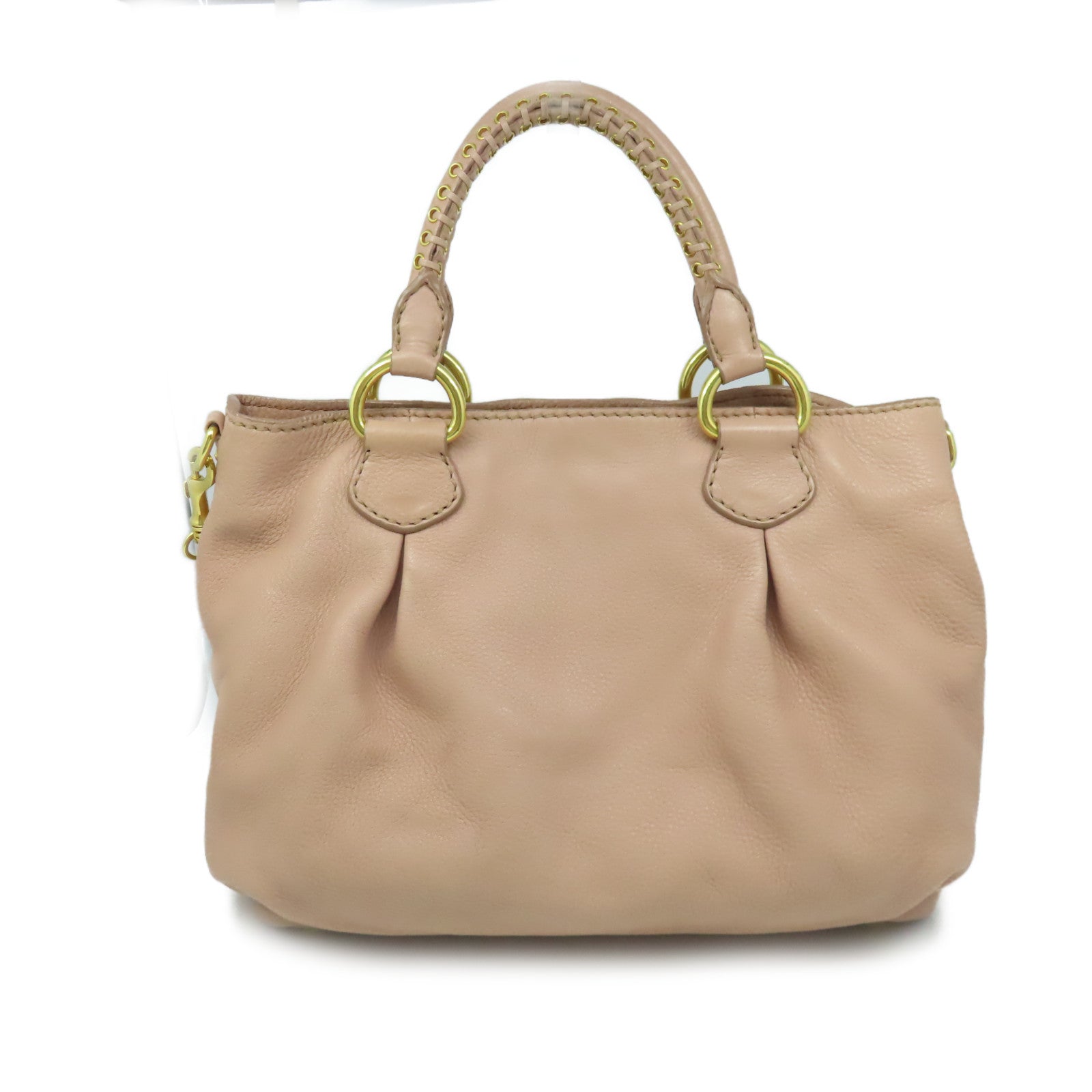 Miu Miu 【清倉大減價】牛皮皮革2 Way Shoulder Bag手挽肩背兩用袋粉紅色