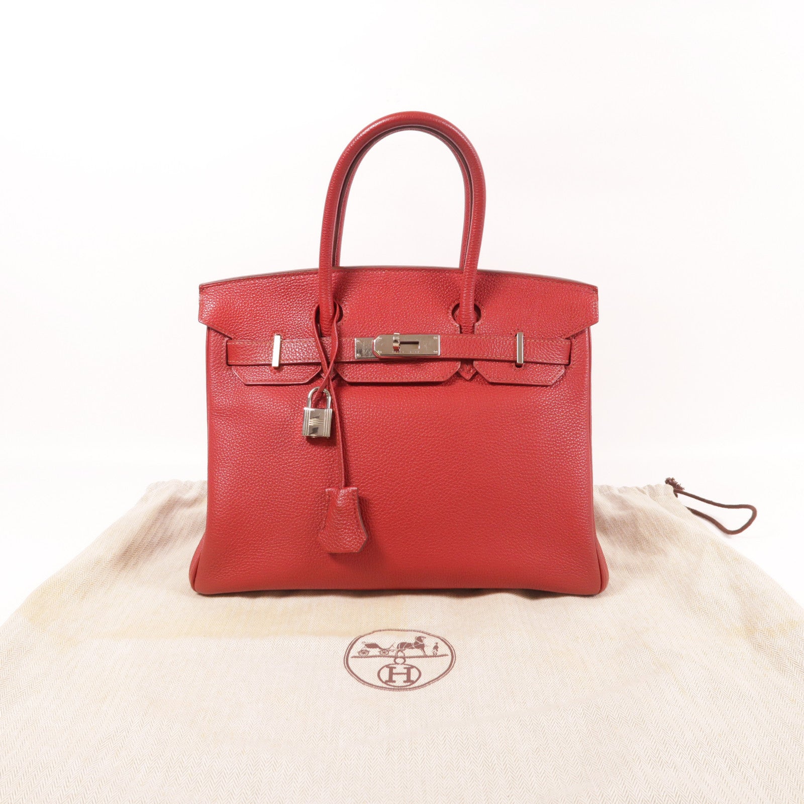 HERMES Togo皮革Birkin 30銀扣手挽袋Rouge Garance