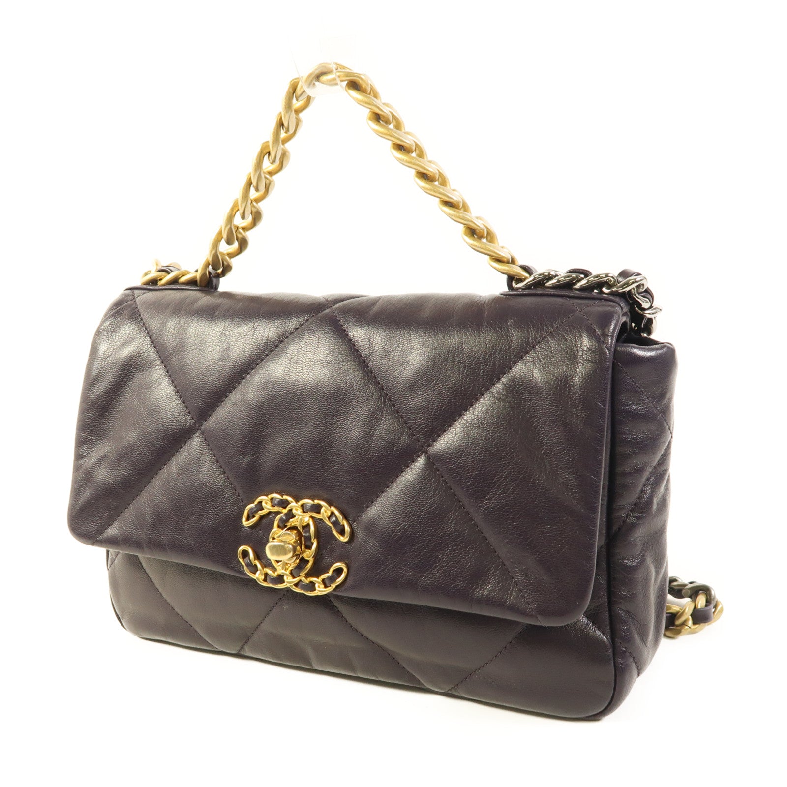 CHANEL 羊皮皮革C19 Small鏈帶手挽肩背兩用袋